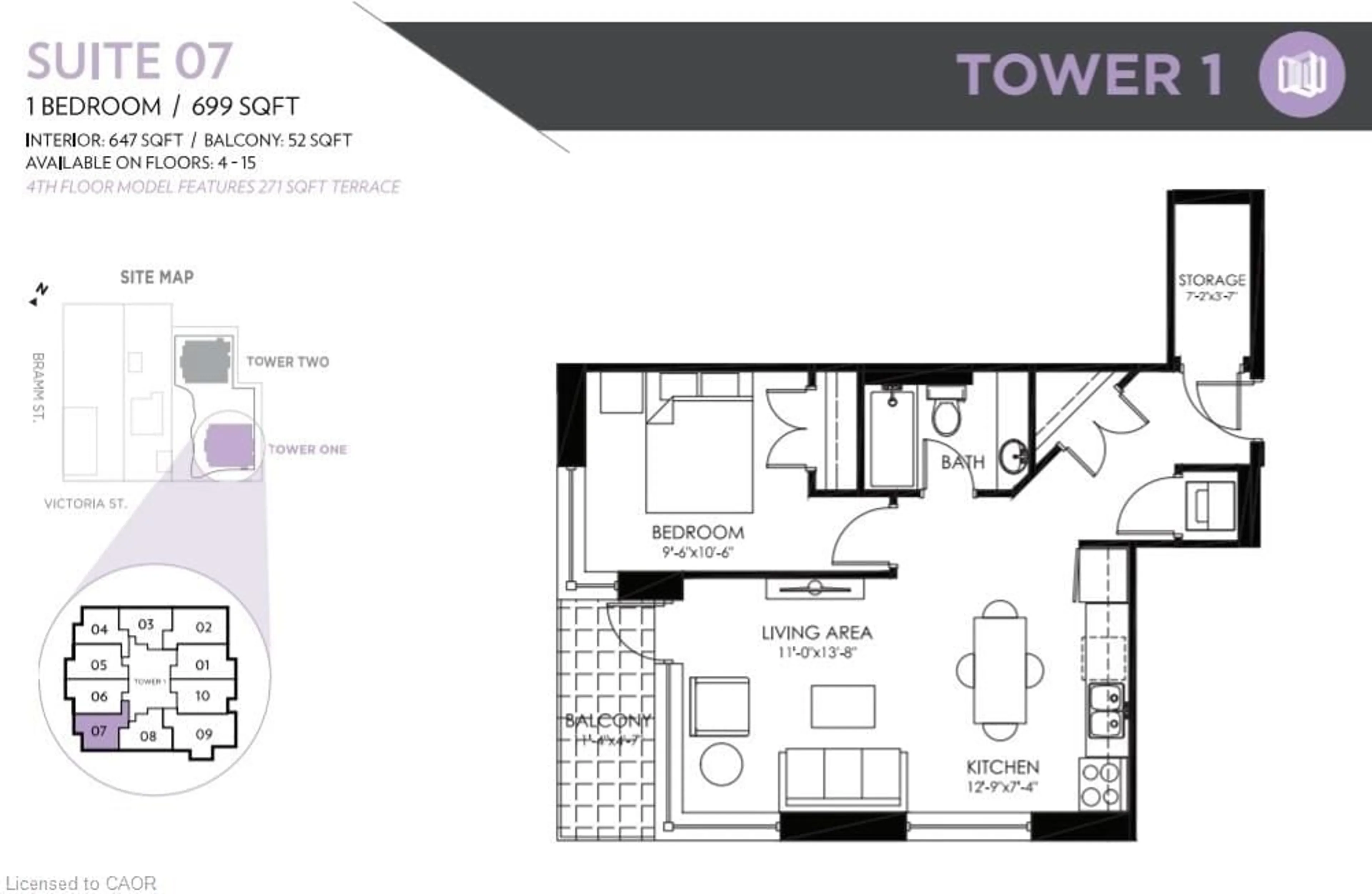 Floor plan for 100 Garment St #1507, Kitchener Ontario N2G 0C3