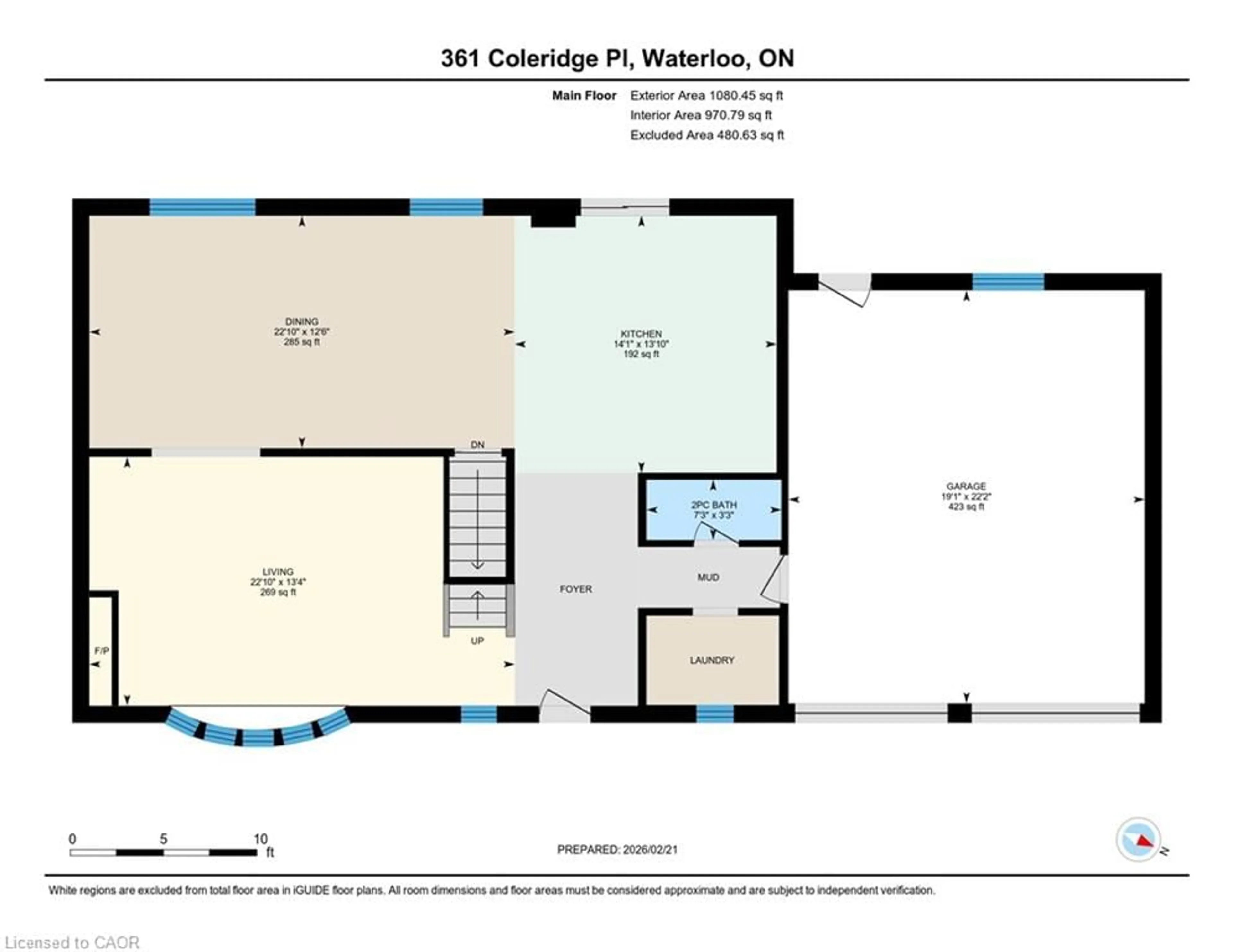 Floor plan for 361 Coleridge Pl, Waterloo Ontario N2L 2V7