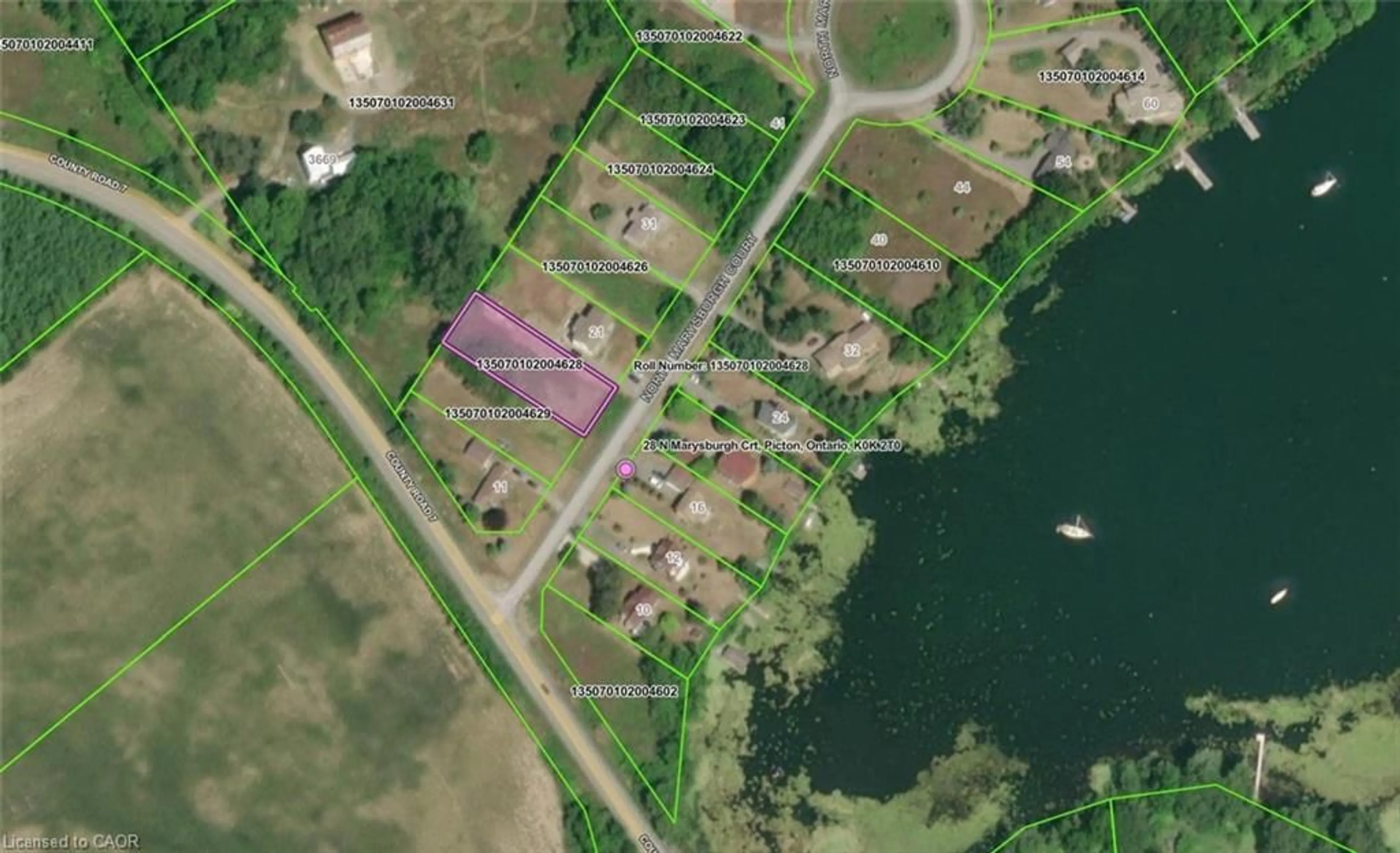 A pic from outside/outdoor area/front of a property/back of a property/a pic from drone, water/lake/river/ocean view for LOT 28 Marysburgh Crt, Prince Edward Ontario K0K 2T0