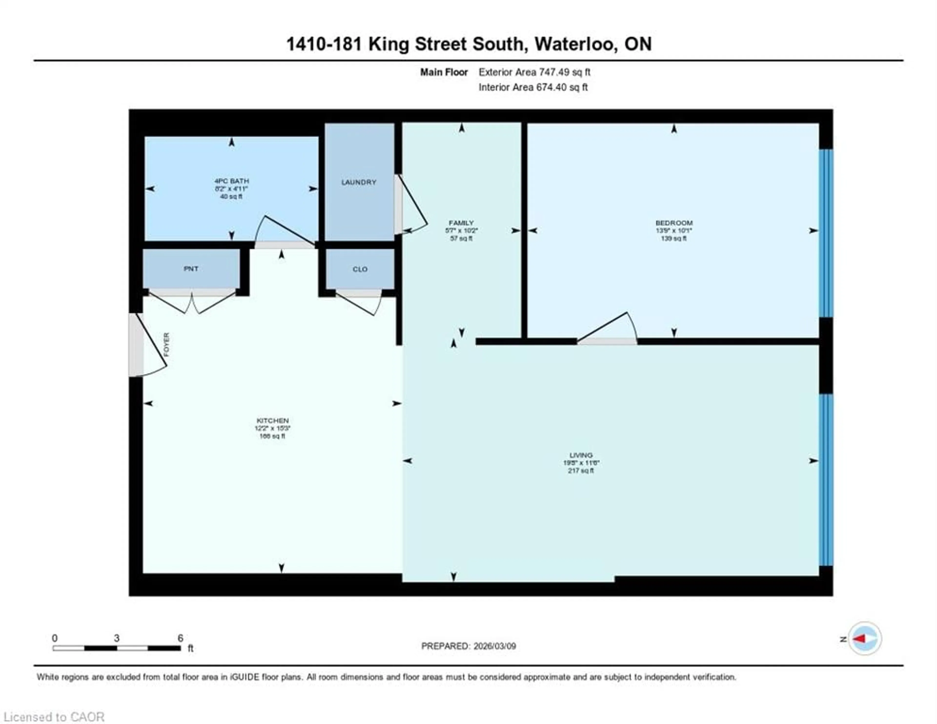 Floor plan for 181 King St #1410, Waterloo Ontario N2J 1P7
