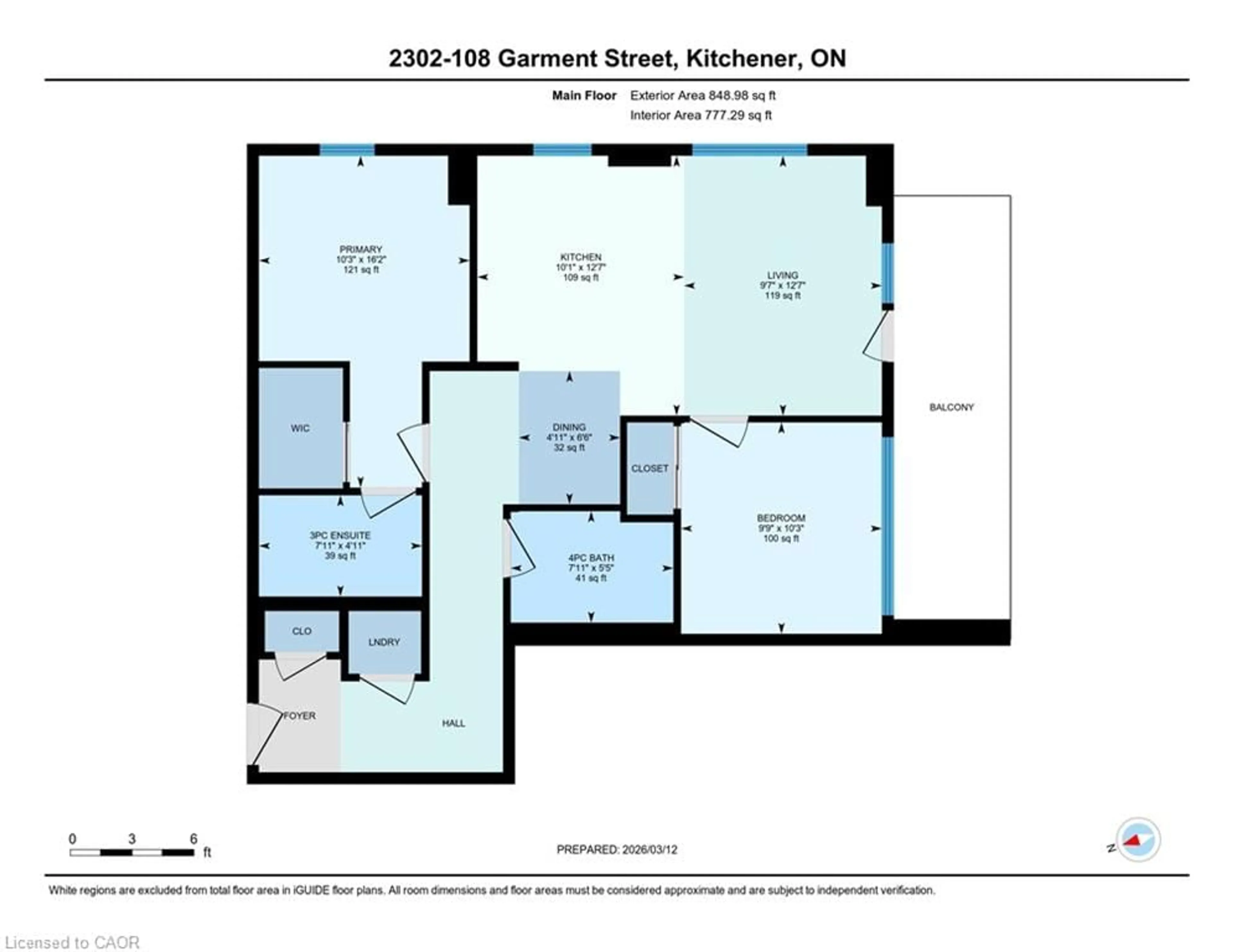 Floor plan for 108 Garment St #2302, Kitchener Ontario N2G 0E2