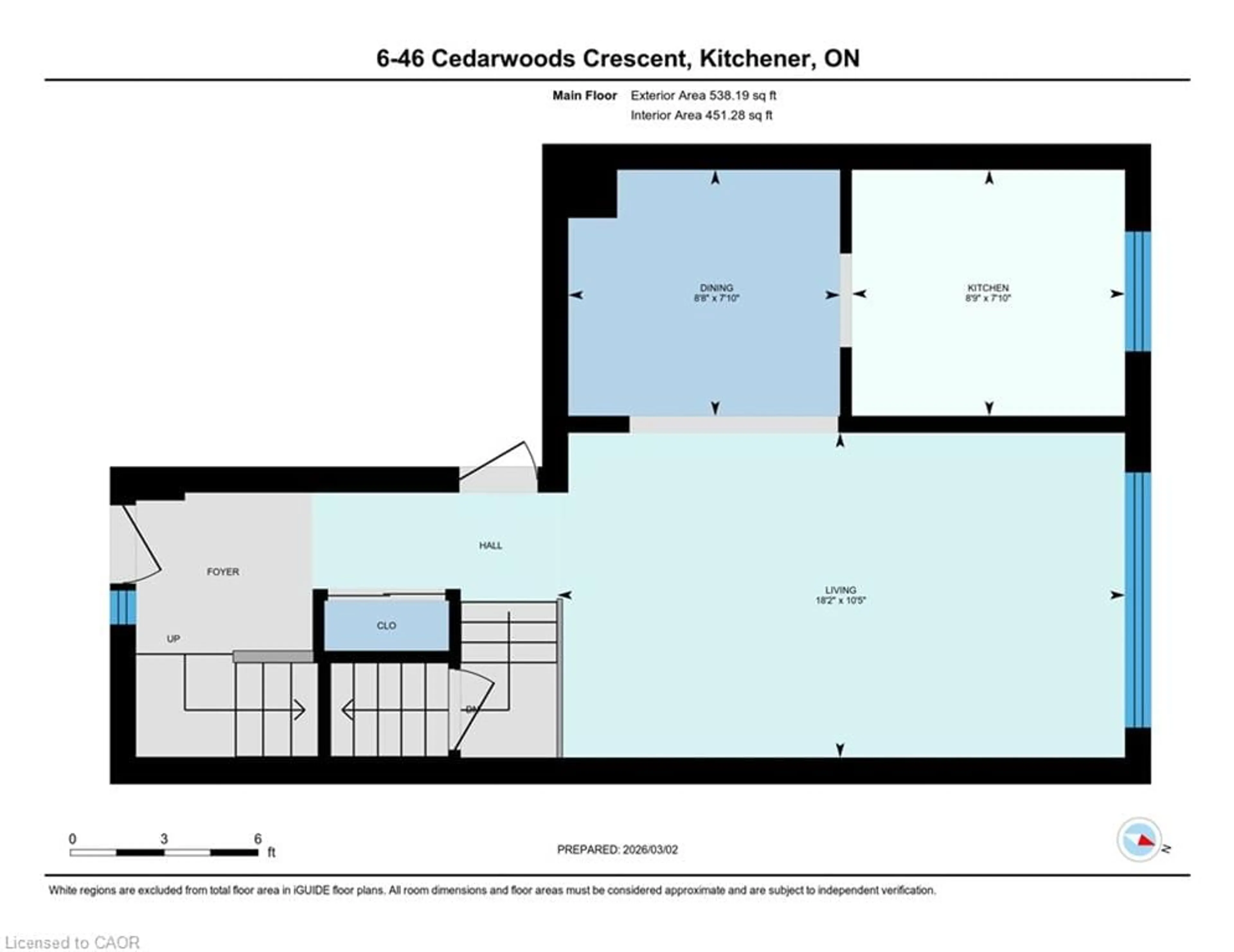 Floor plan for 46 Cedarwoods Cres #6, Kitchener Ontario N2C 2L7