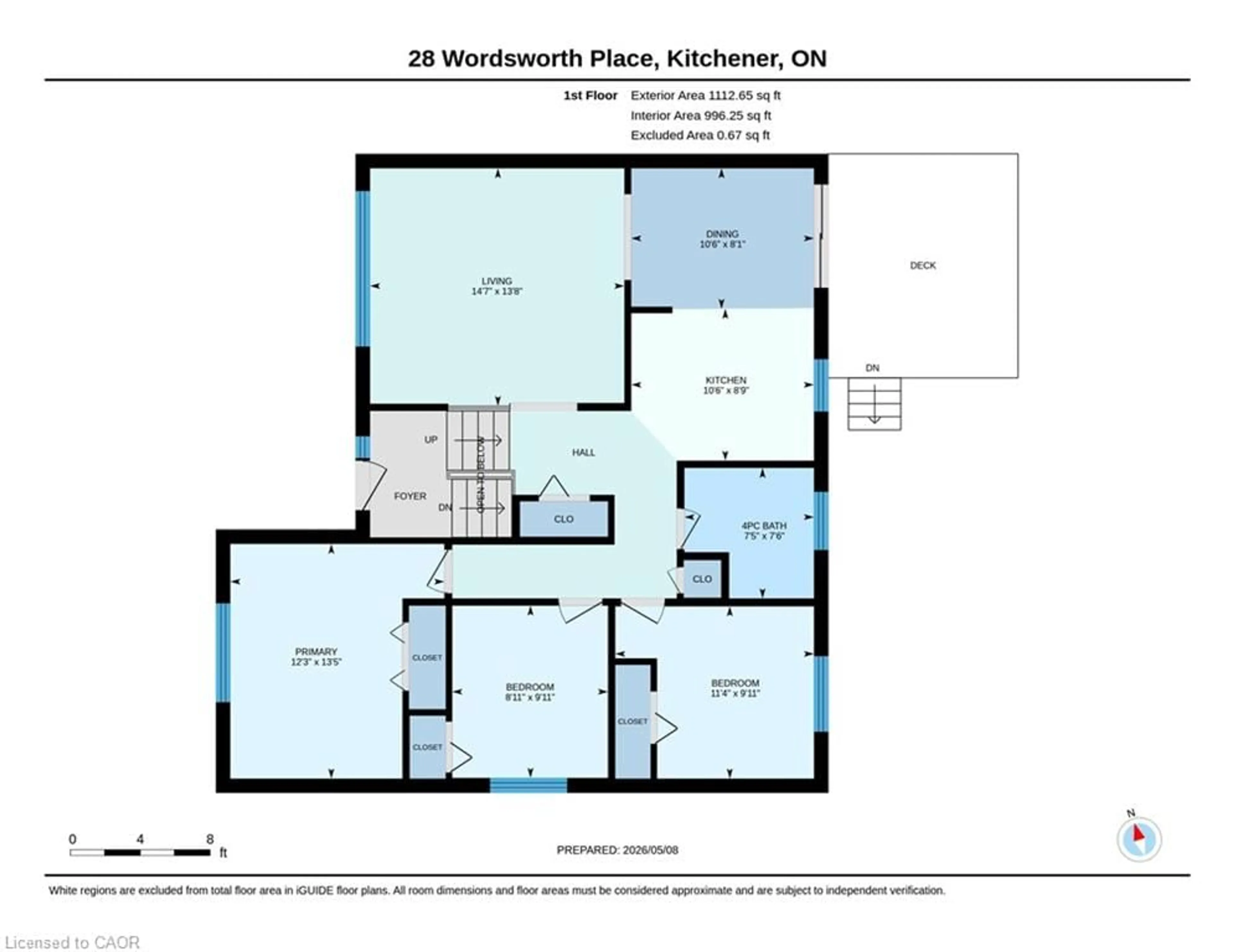 Floor plan for 28 Wordsworth Pl, Kitchener Ontario N2B 3L1