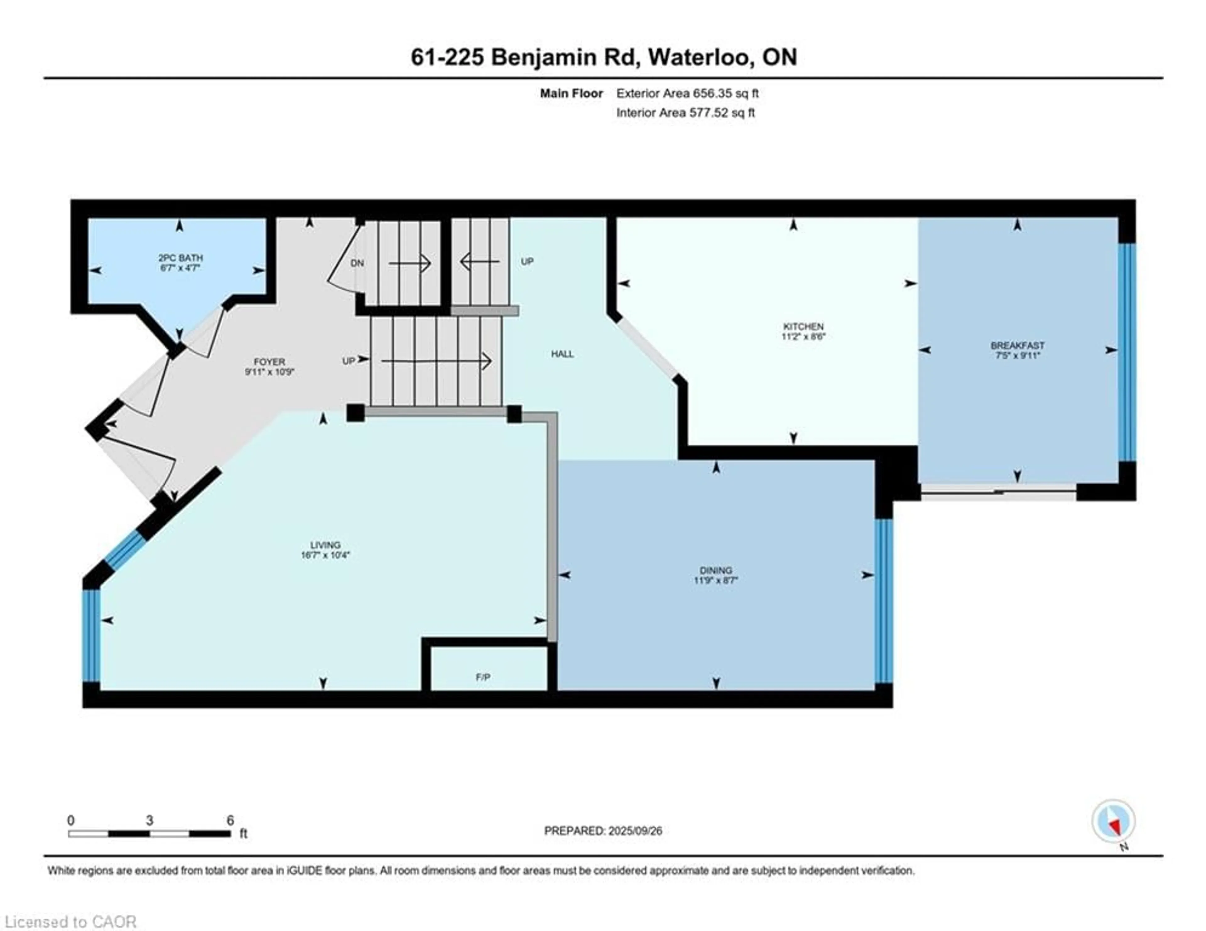 Floor plan for 225 Benjamin Rd #61, Waterloo Ontario N2V 1Z3