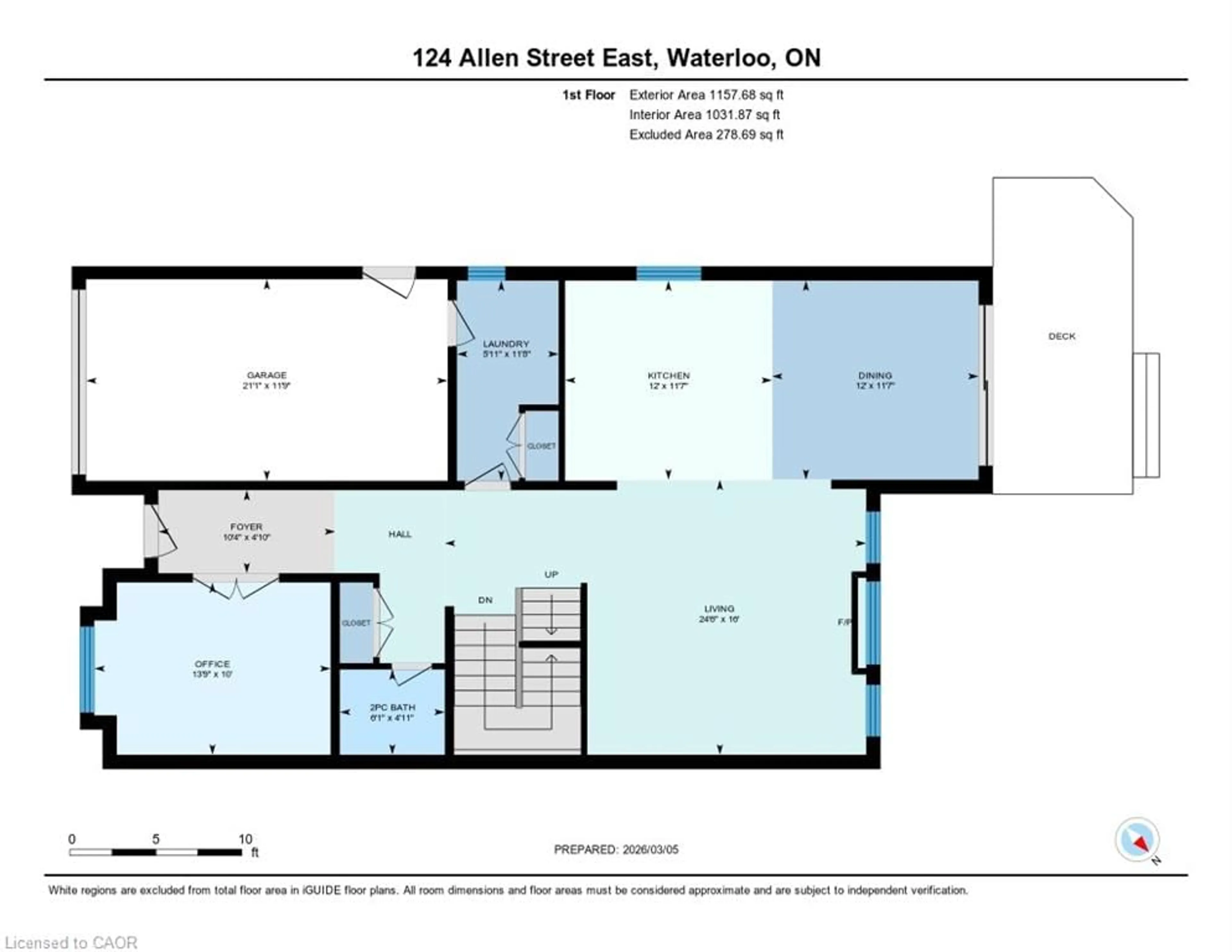 Floor plan for 124 Allen St, Waterloo Ontario N2J 1J4