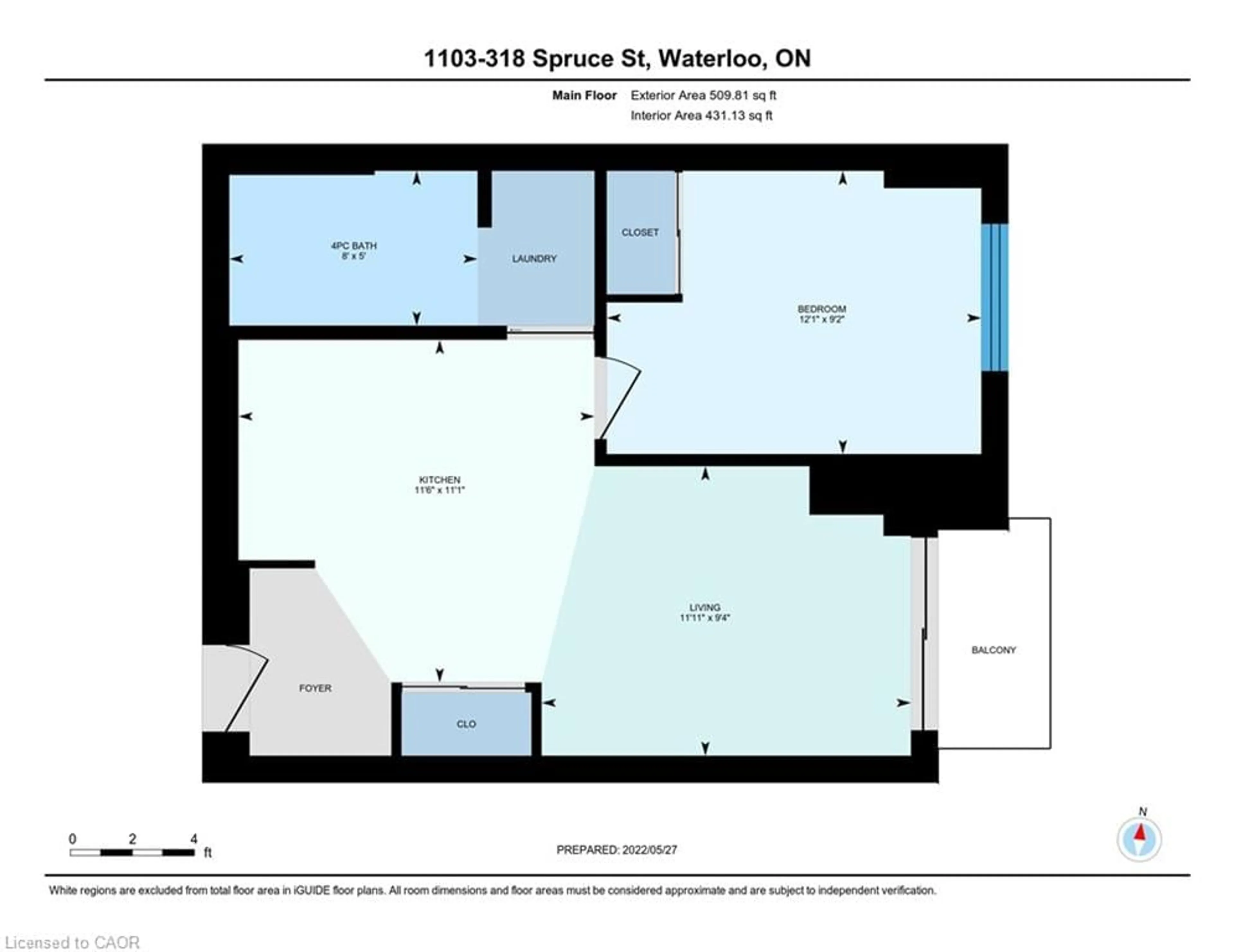 Floor plan for 318 Spruce St #1103, Waterloo Ontario N2L 0E9