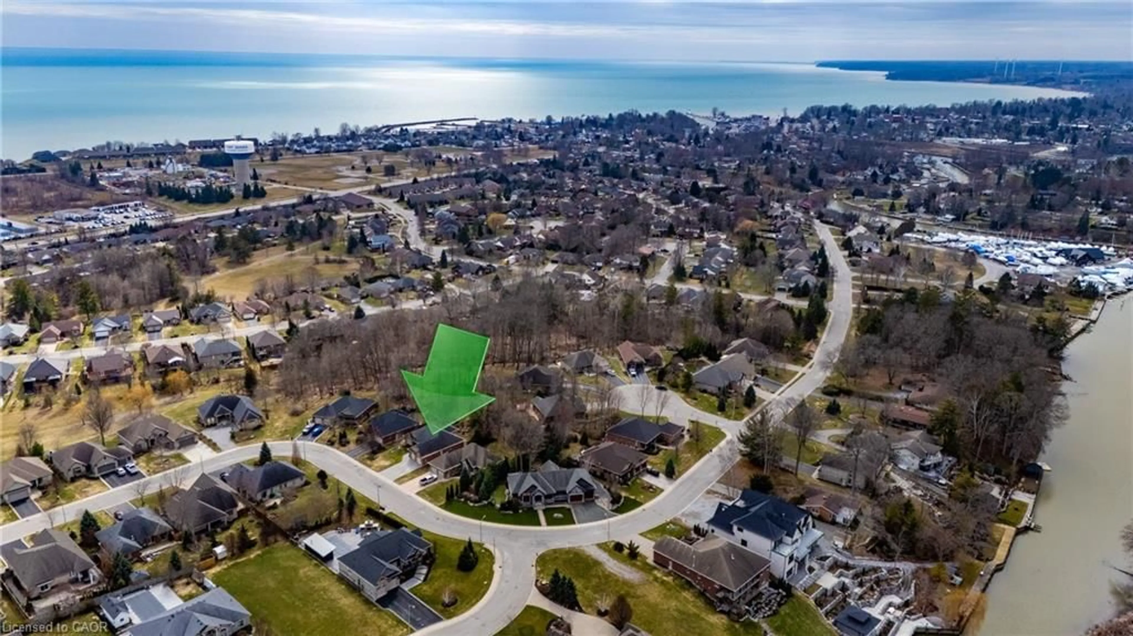A pic from outside/outdoor area/front of a property/back of a property/a pic from drone, water/lake/river/ocean view for 122 Donjon Blvd, Port Dover Ontario N0A 1N7