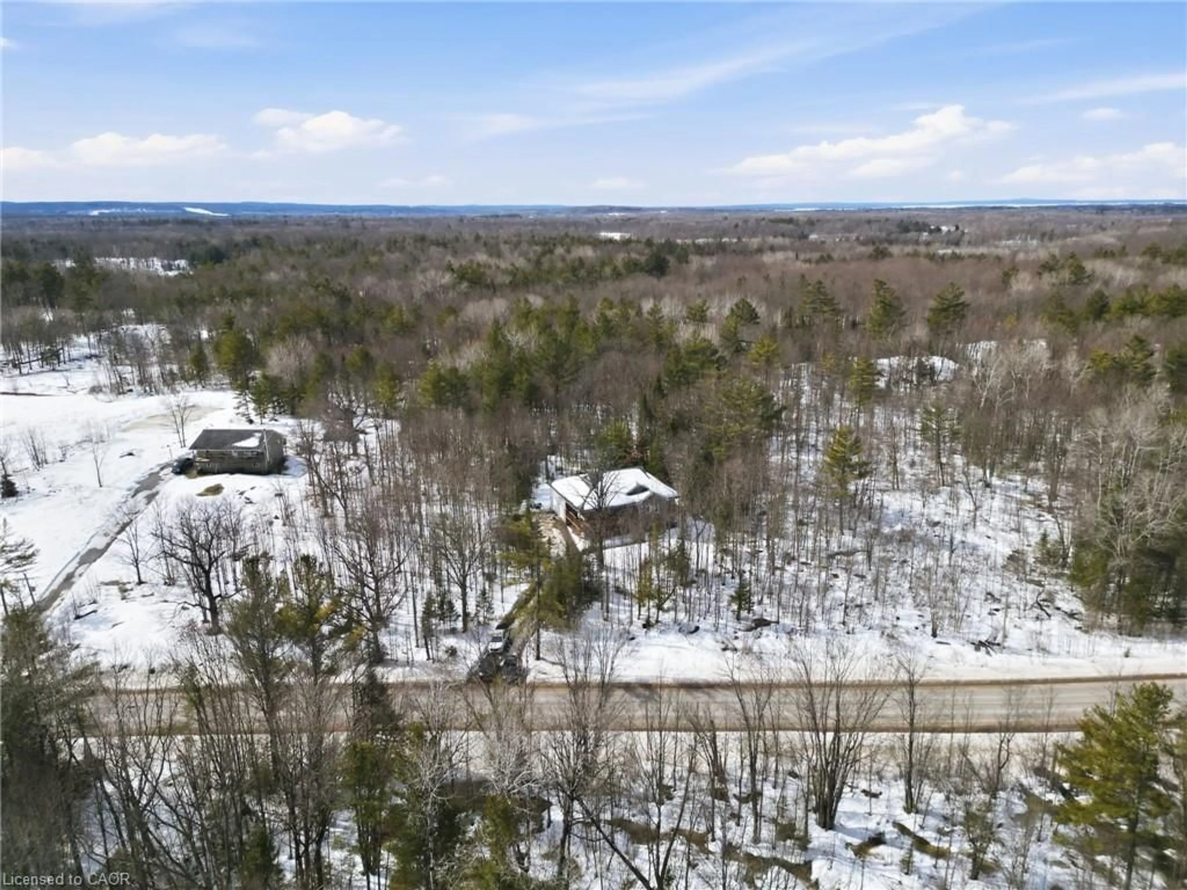 A pic from outside/outdoor area/front of a property/back of a property/a pic from drone, forest/trees view for 2516 Irish Line, Coldwater Ontario L0K 1E0