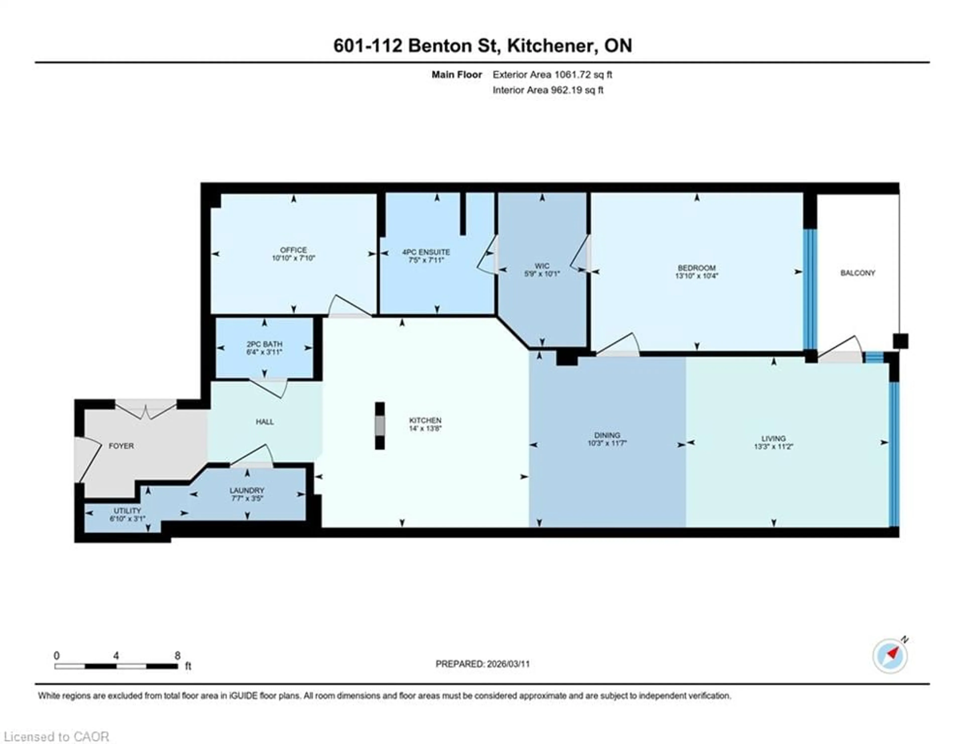 Floor plan for 112 Benton St #601, Kitchener Ontario N2G 3H6