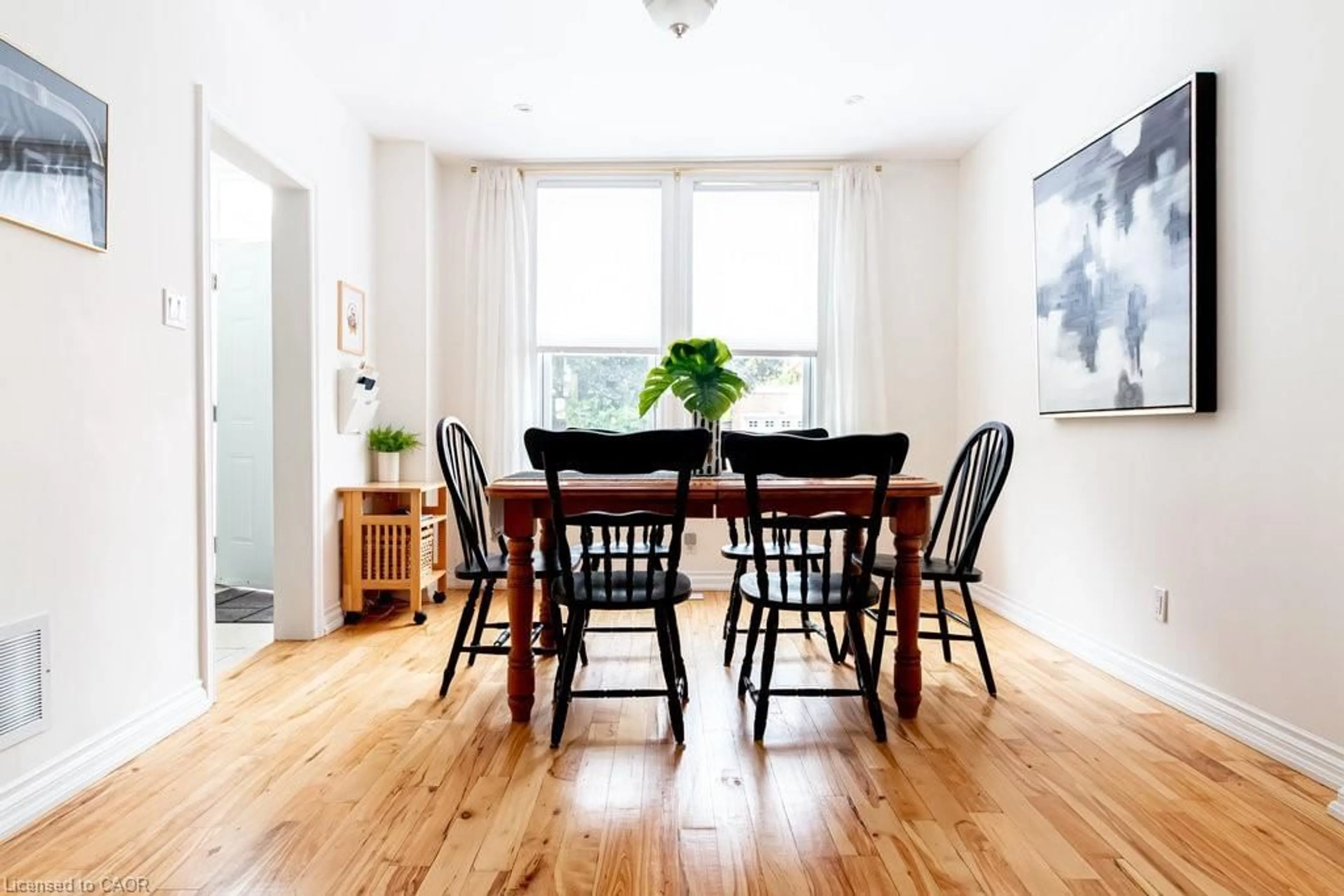 Dining room, wood/laminate floor for 49 Sheaffe St, Hamilton Ontario L8R 2E8