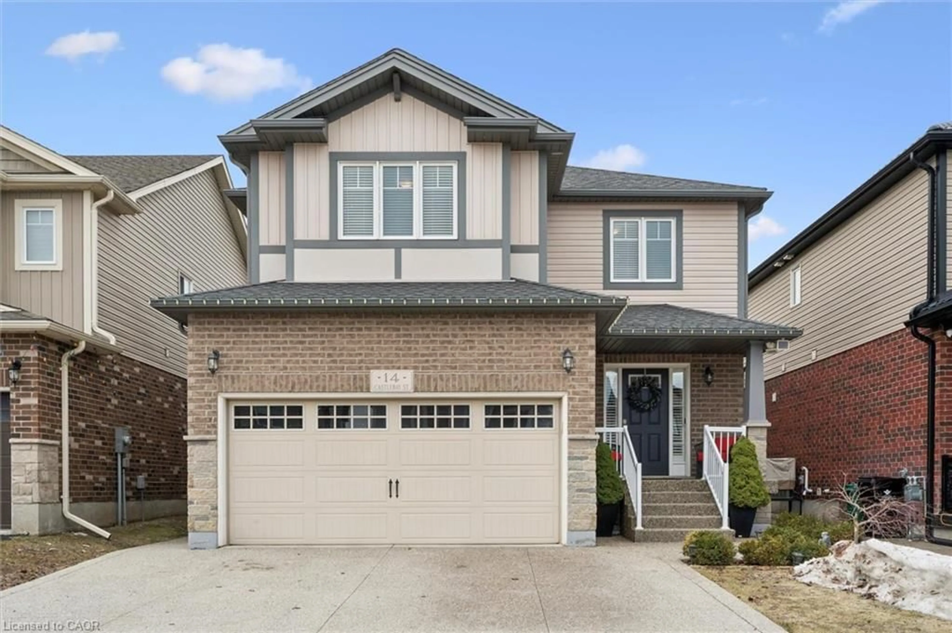 Home with brick exterior material, street for 14 Castlebay St, Kitchener Ontario N2R 0G5