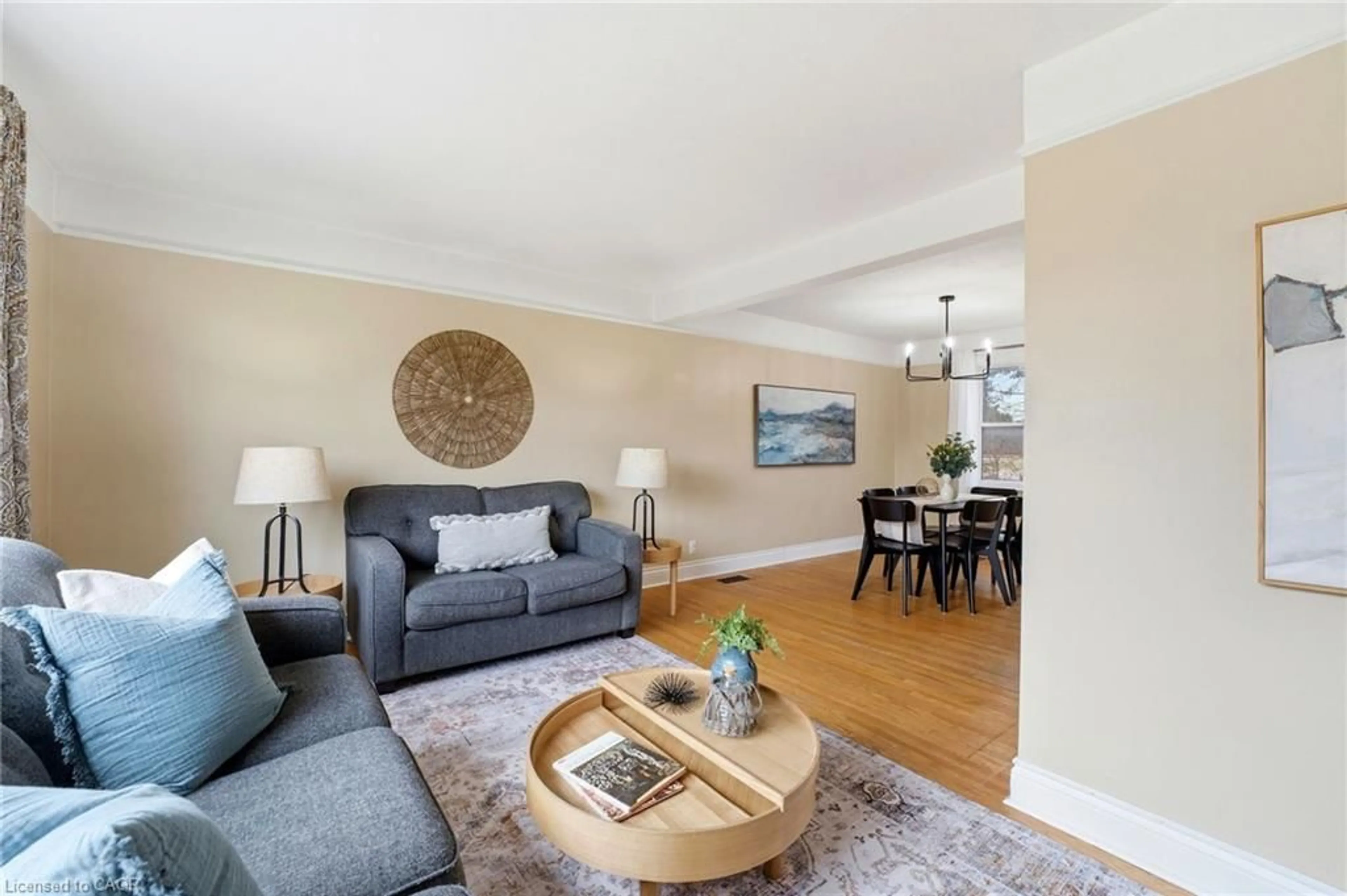 Living room with furniture, wood/laminate floor for 41 Ridgewood Ave, Kitchener Ontario N2H 4L1
