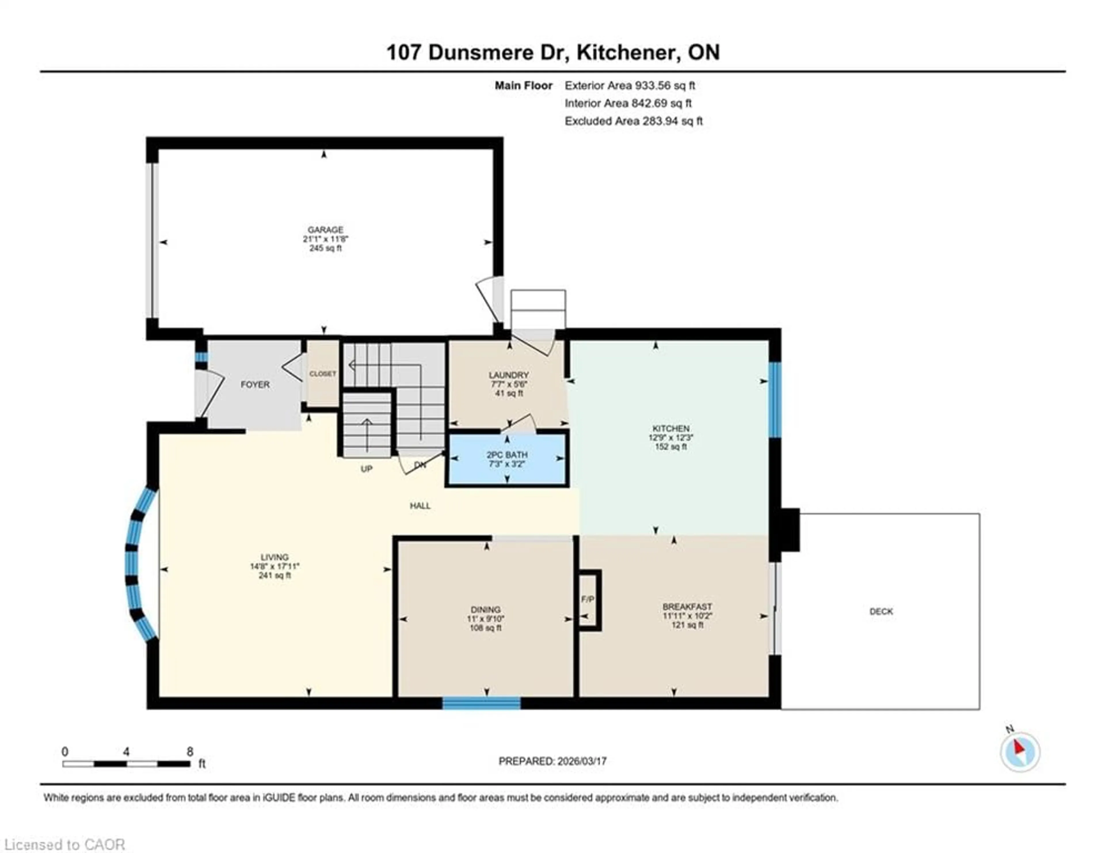 Floor plan for 107 Dunsmere Dr, Kitchener Ontario N2E 1W4