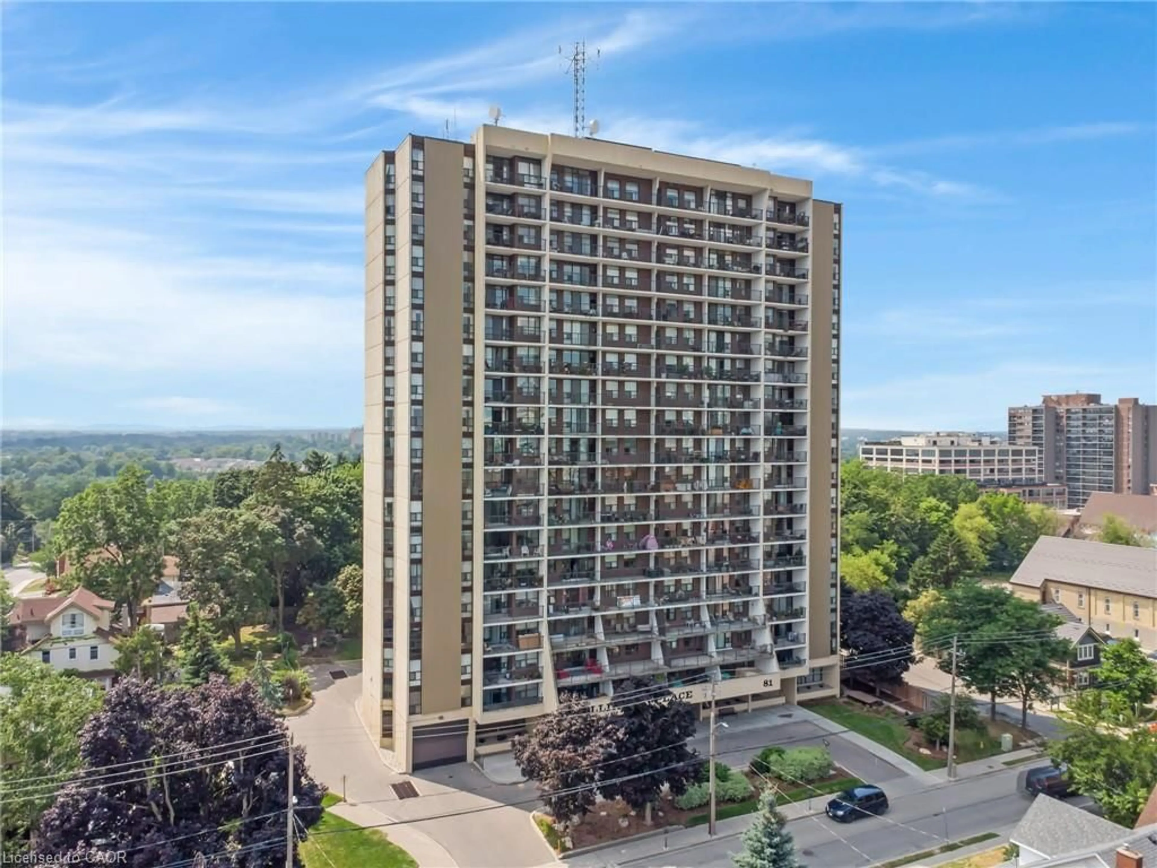 A pic from outside/outdoor area/front of a property/back of a property/a pic from drone, building for 81 Church St #503, Kitchener Ontario N2G 4M1