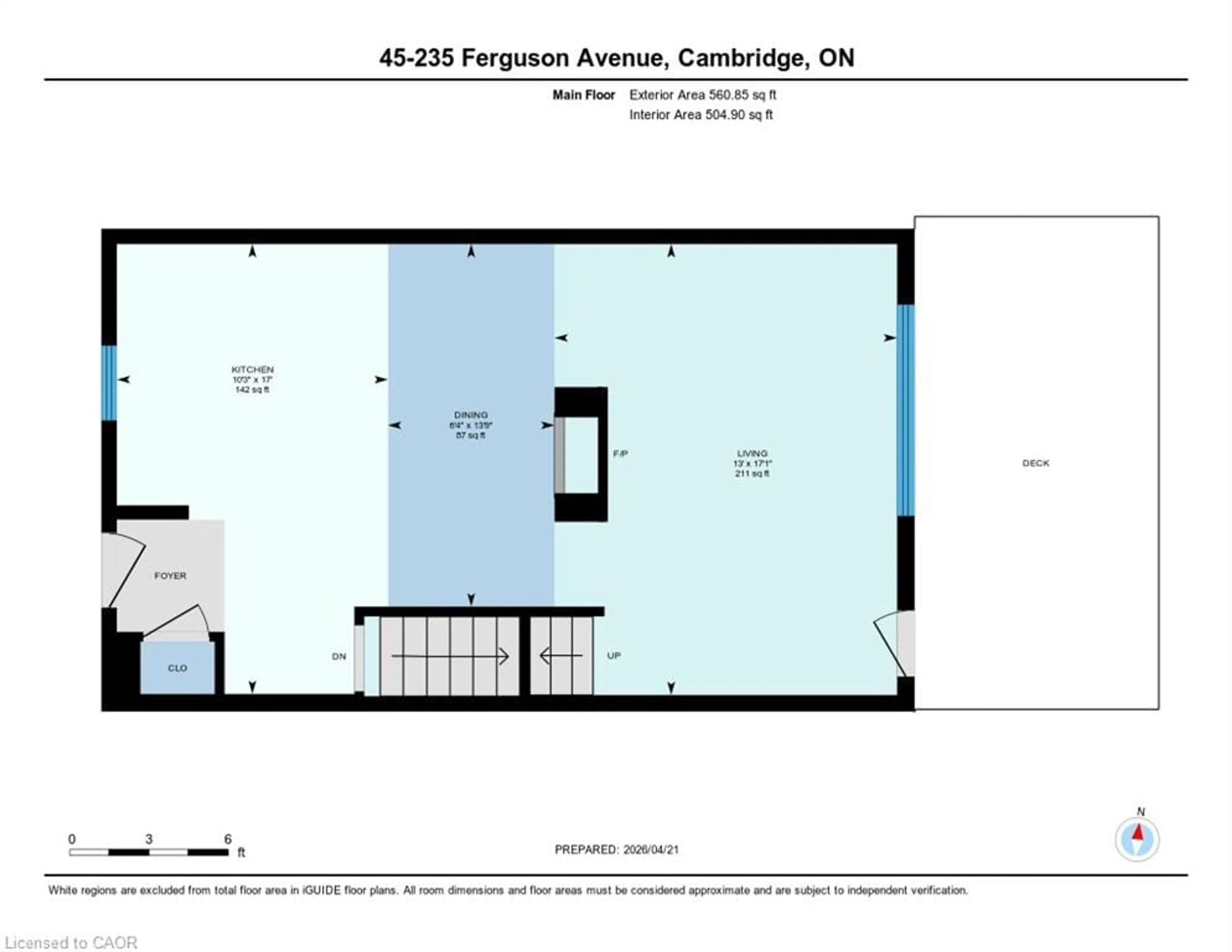 Floor plan for 235 Ferguson Ave #45, Cambridge Ontario N1R 6G1
