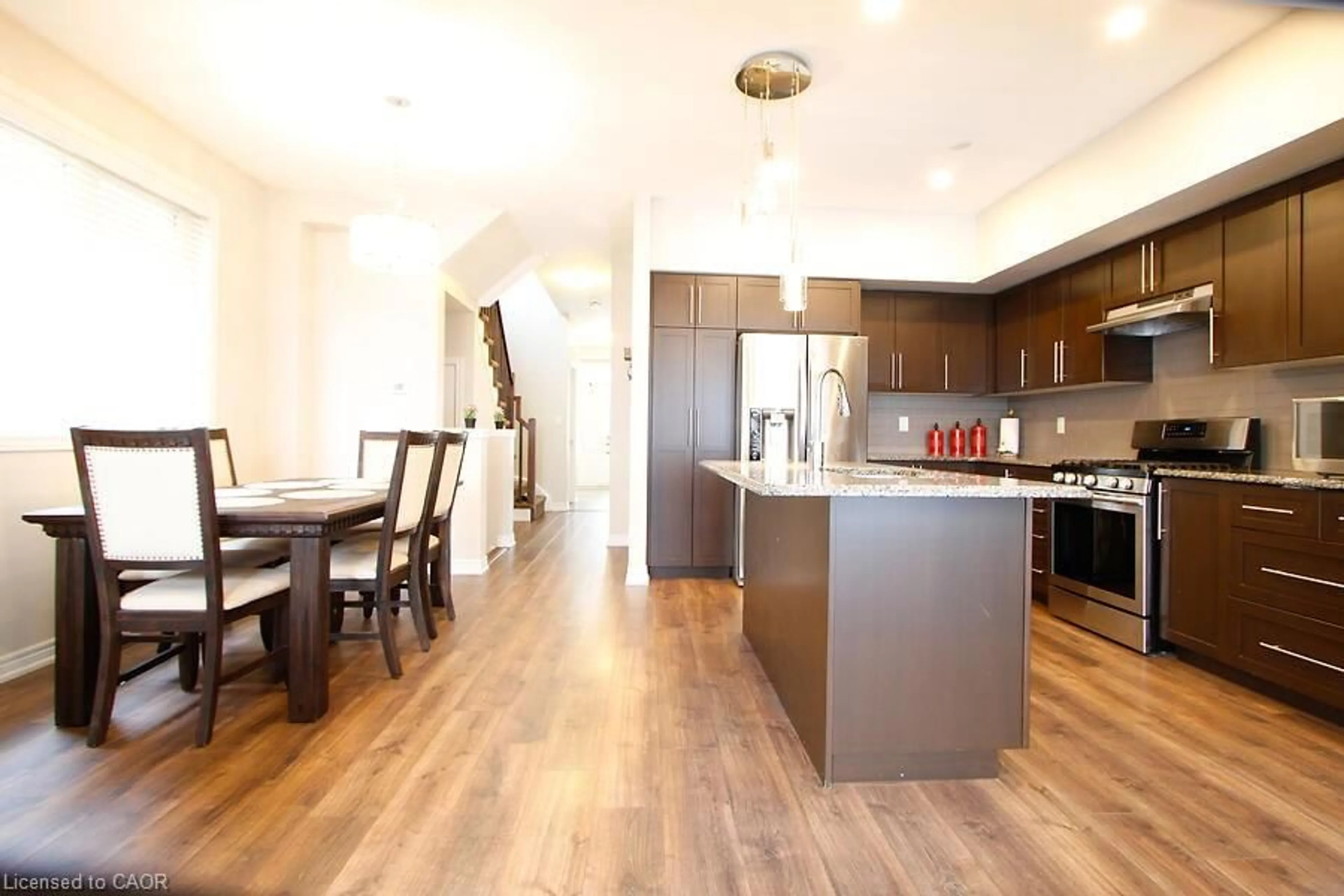 Open concept kitchen, wood/laminate floor for 1890 Rymal Rd #34, Hannon Ontario L0R 1P0