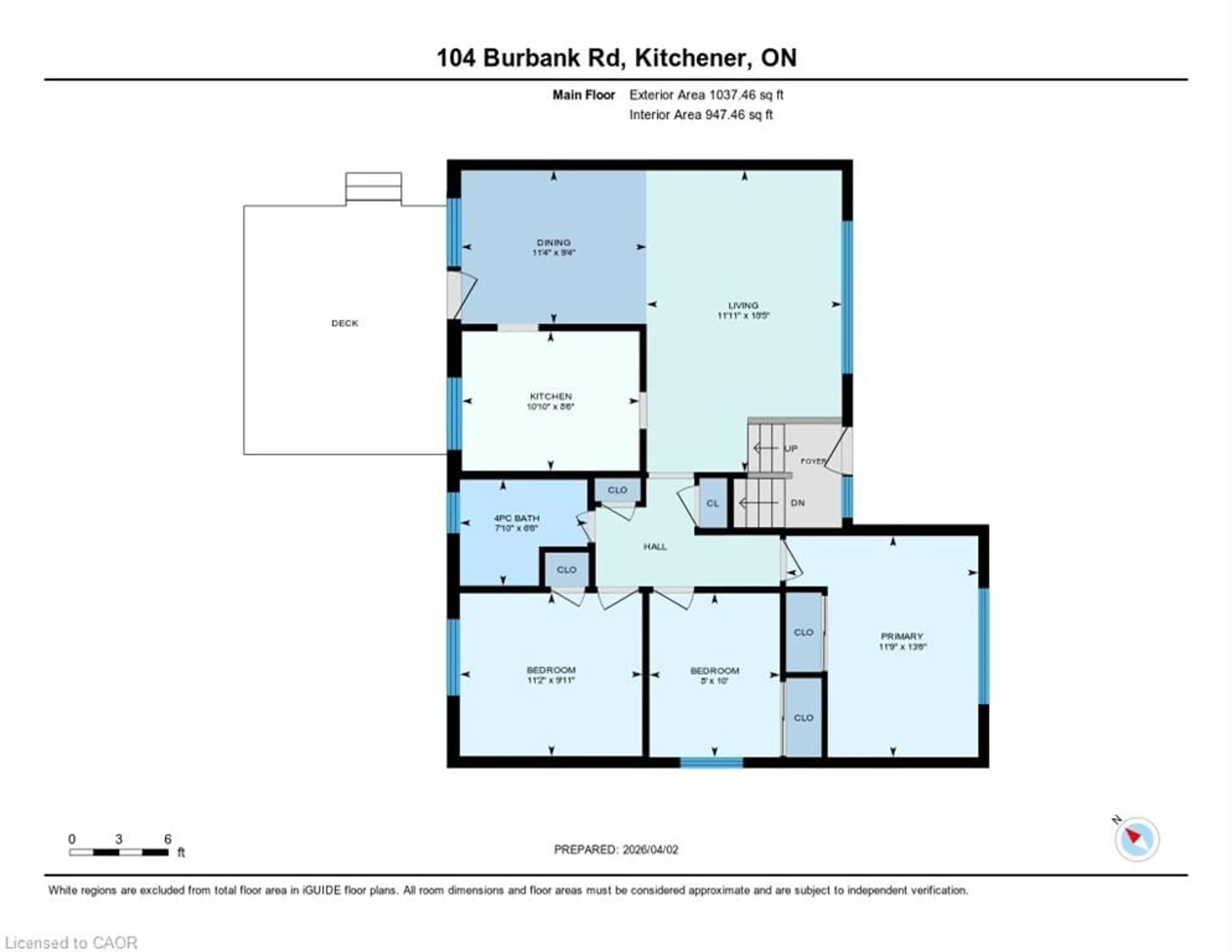 Floor plan for 104 Burbank Rd, Kitchener Ontario N2B 1E2
