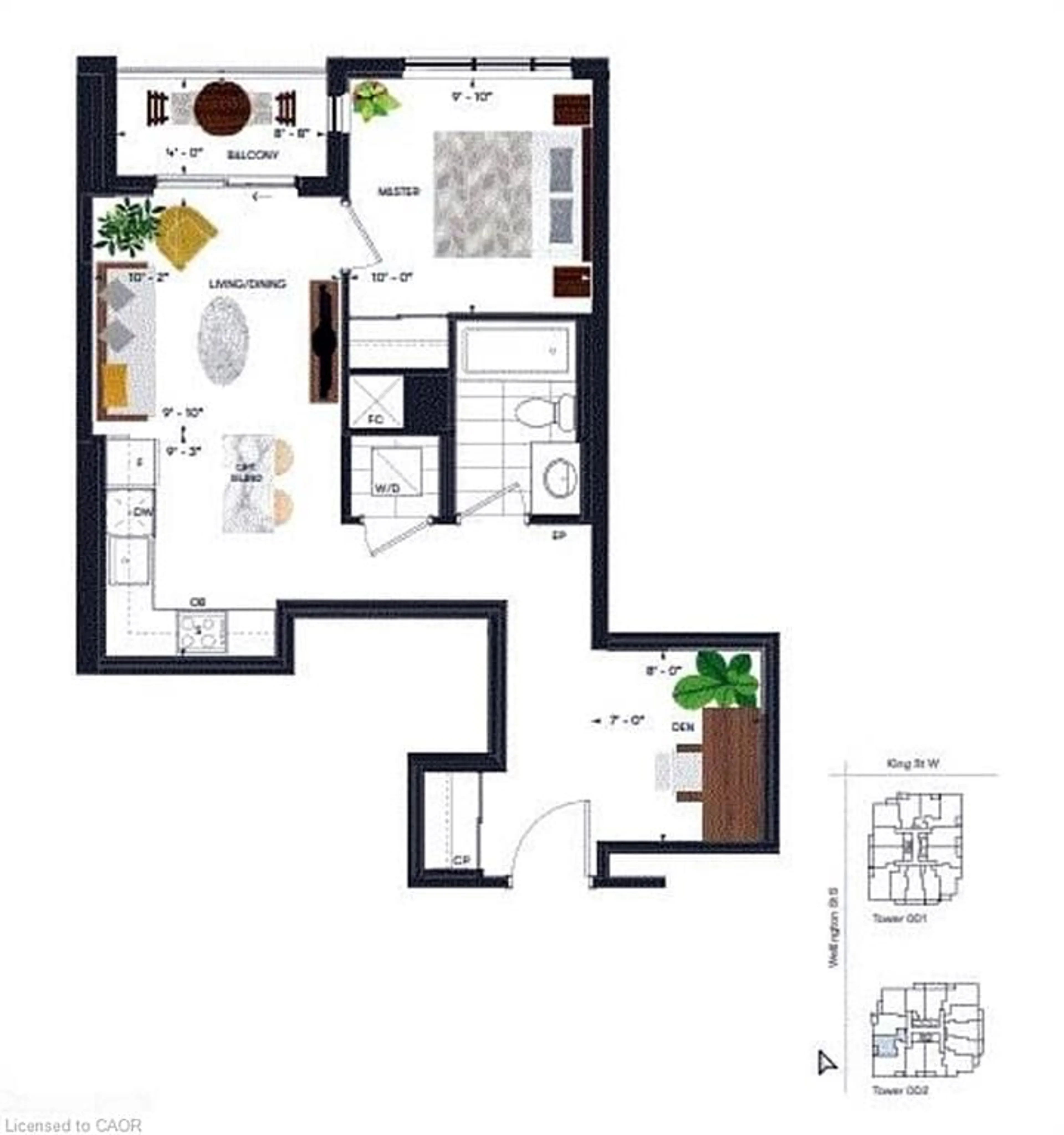 Floor plan for 15 Wellington St #1510, Kitchener Ontario N2G 0E4