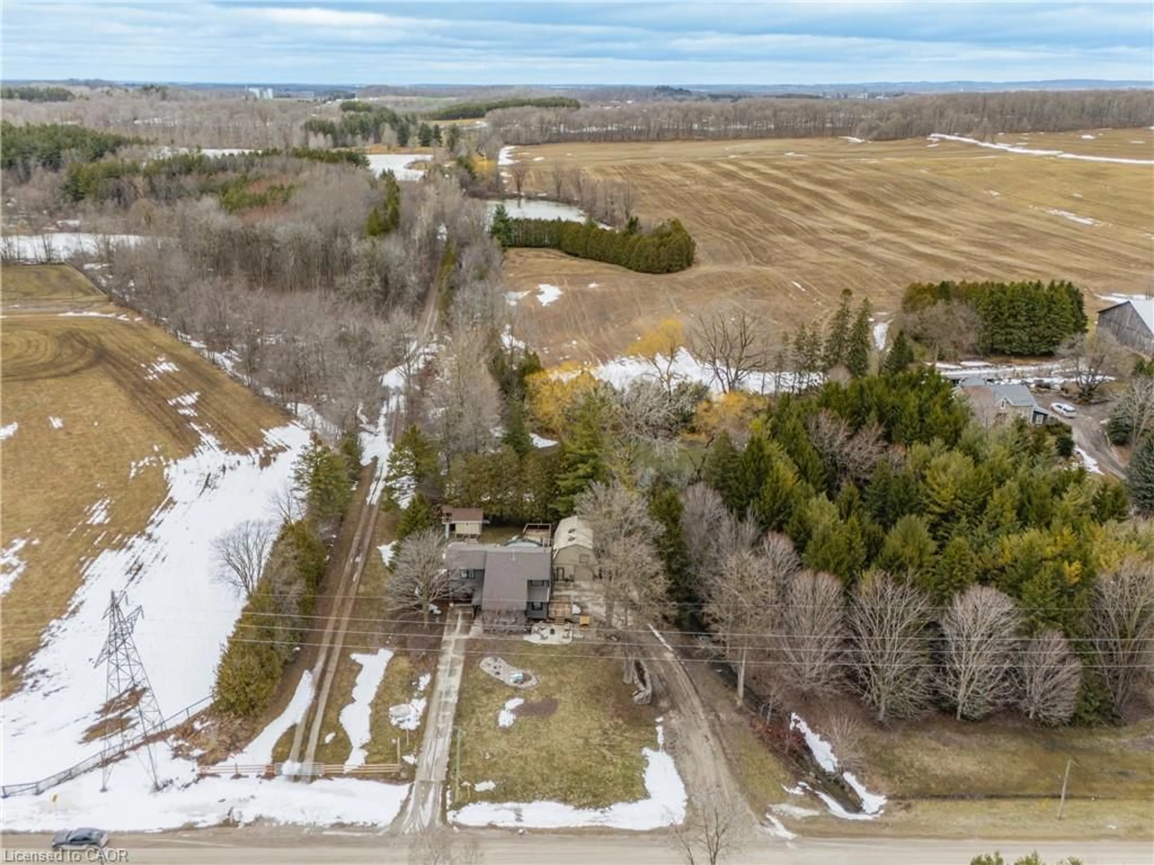 A pic from outside/outdoor area/front of a property/back of a property/a pic from drone, forest/trees view for 1920 37 Line, New Hamburg Ontario N3A 4B9