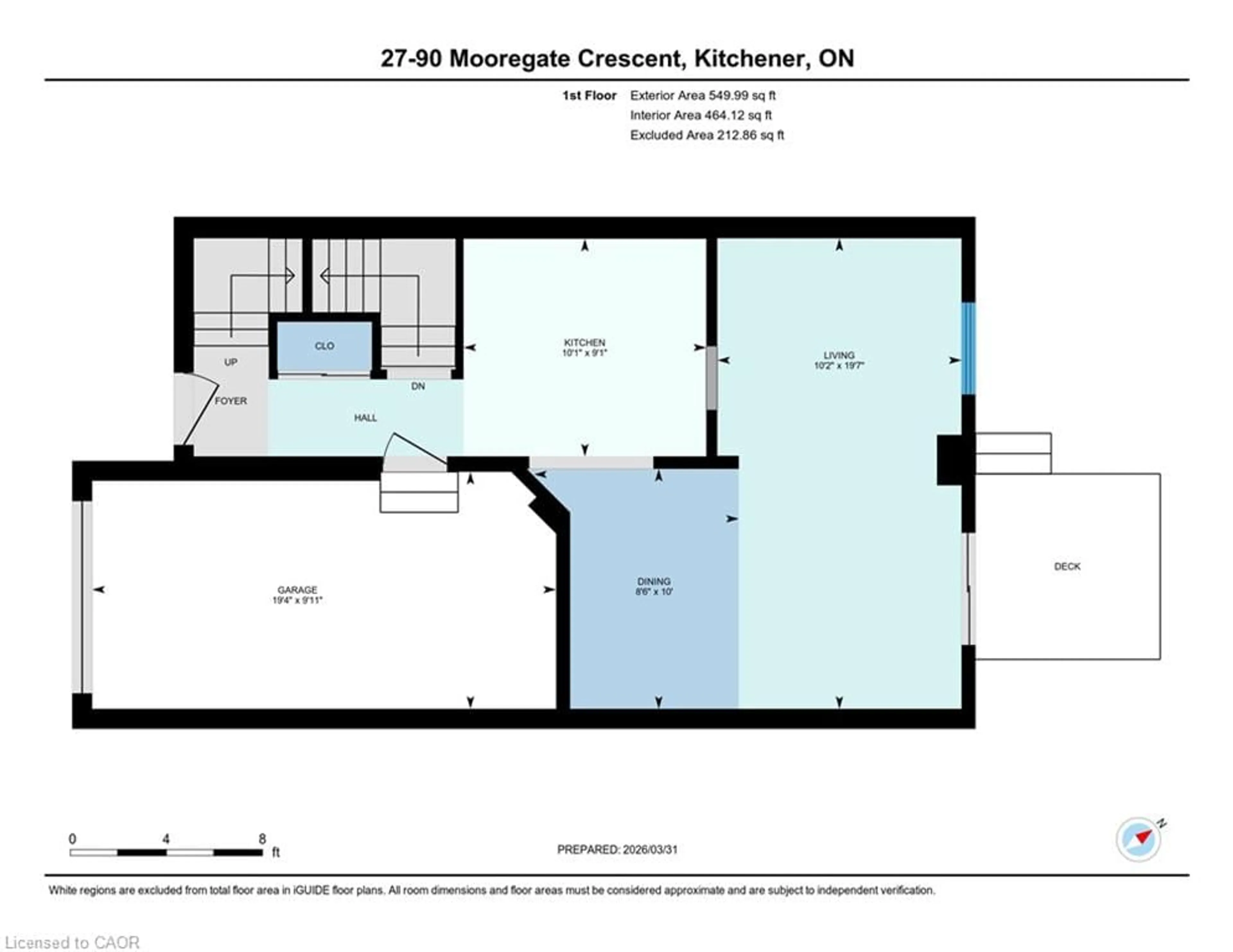 Floor plan for 90 Mooregate Cres #27, Kitchener Ontario N2M 5P7