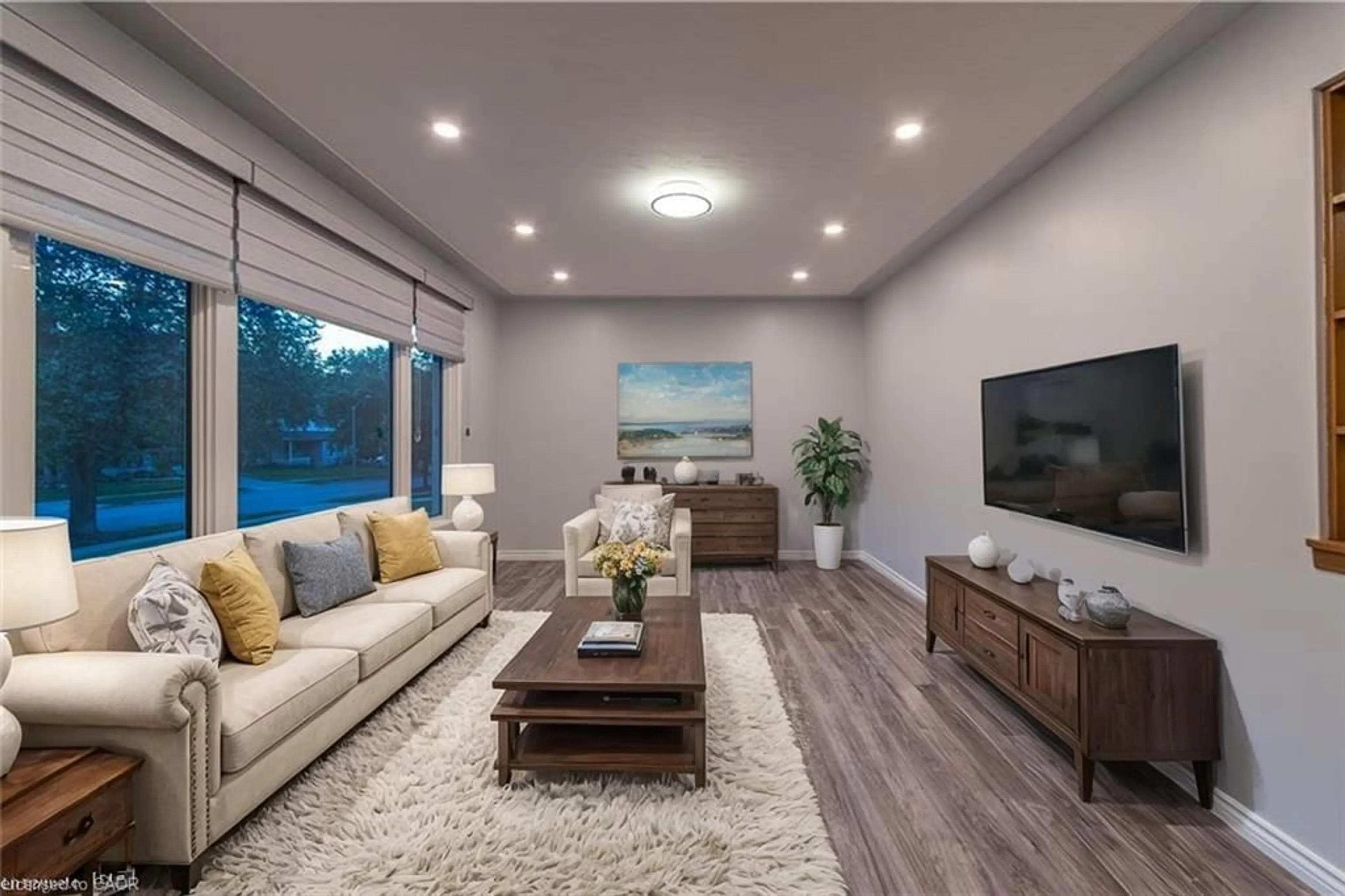 Living room with furniture, wood/laminate floor for 136 Macgregor Cres, Waterloo Ontario N2J 3W9