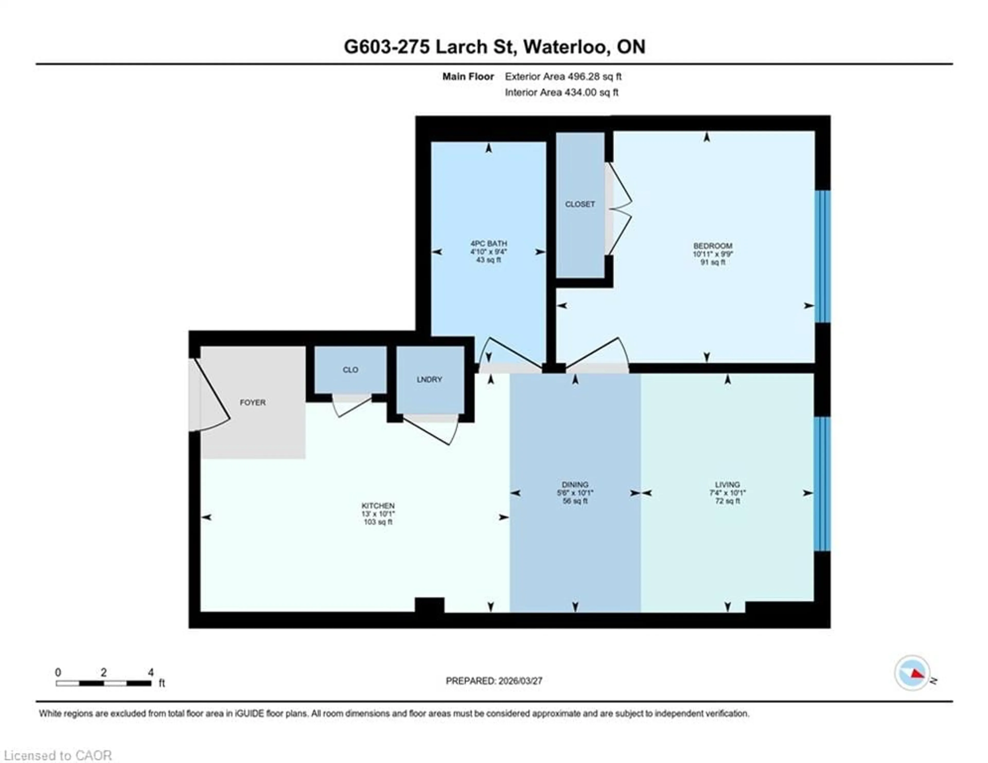 Floor plan for 275 Larch St #G603, Waterloo Ontario N2L 3R2