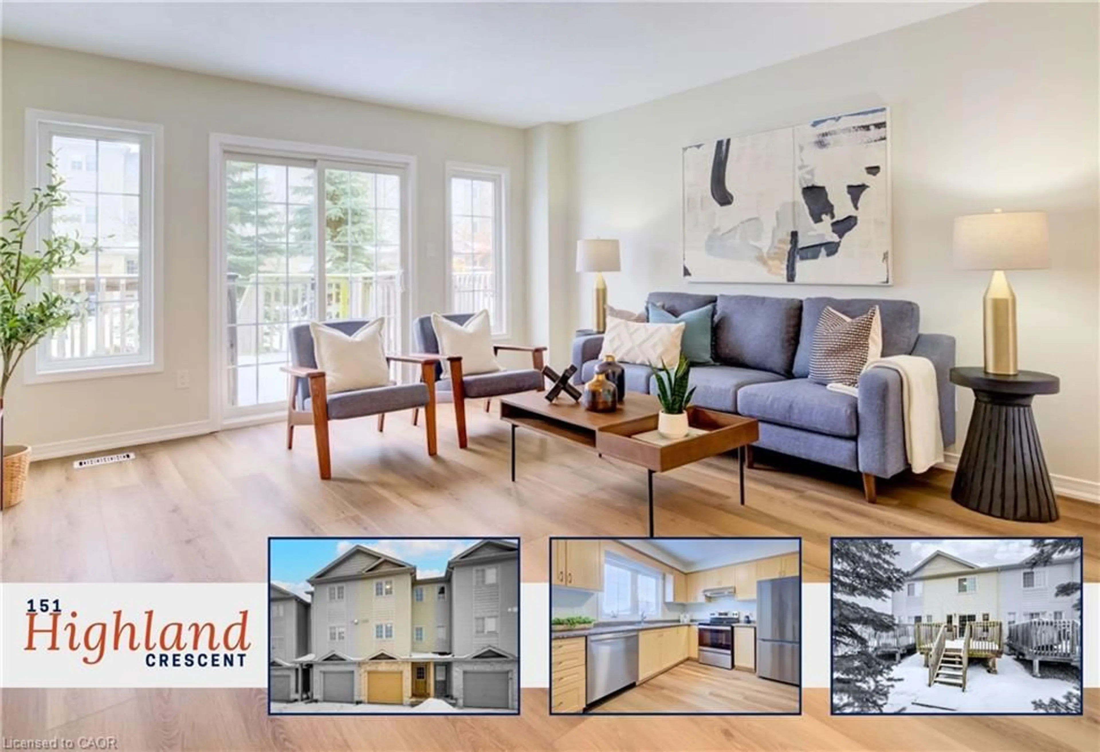 Living room with furniture, wood/laminate floor for 151 Highland Cres, Kitchener Ontario N2M 0A1