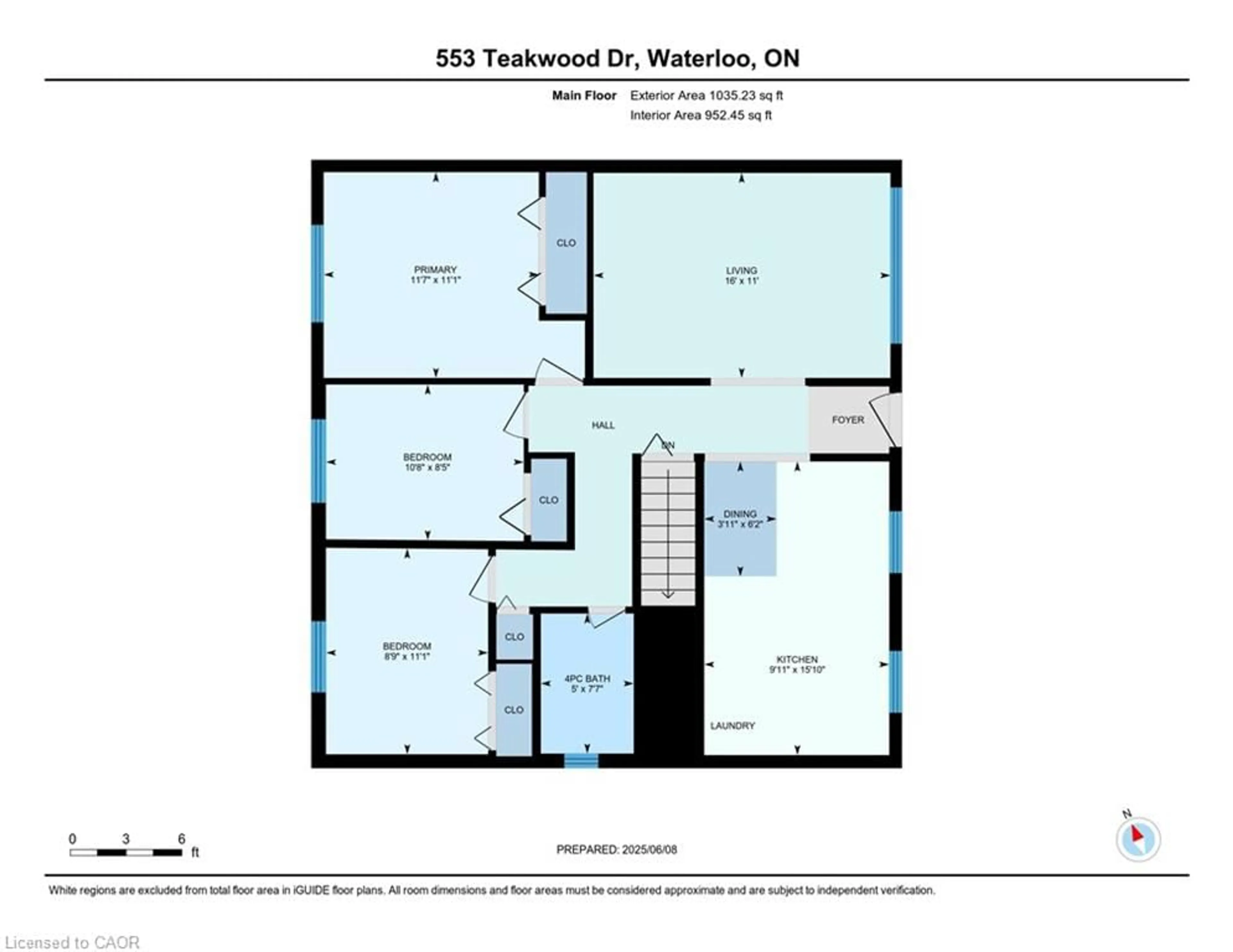 Floor plan for 553 Teakwood Dr, Waterloo Ontario N2L 4L5