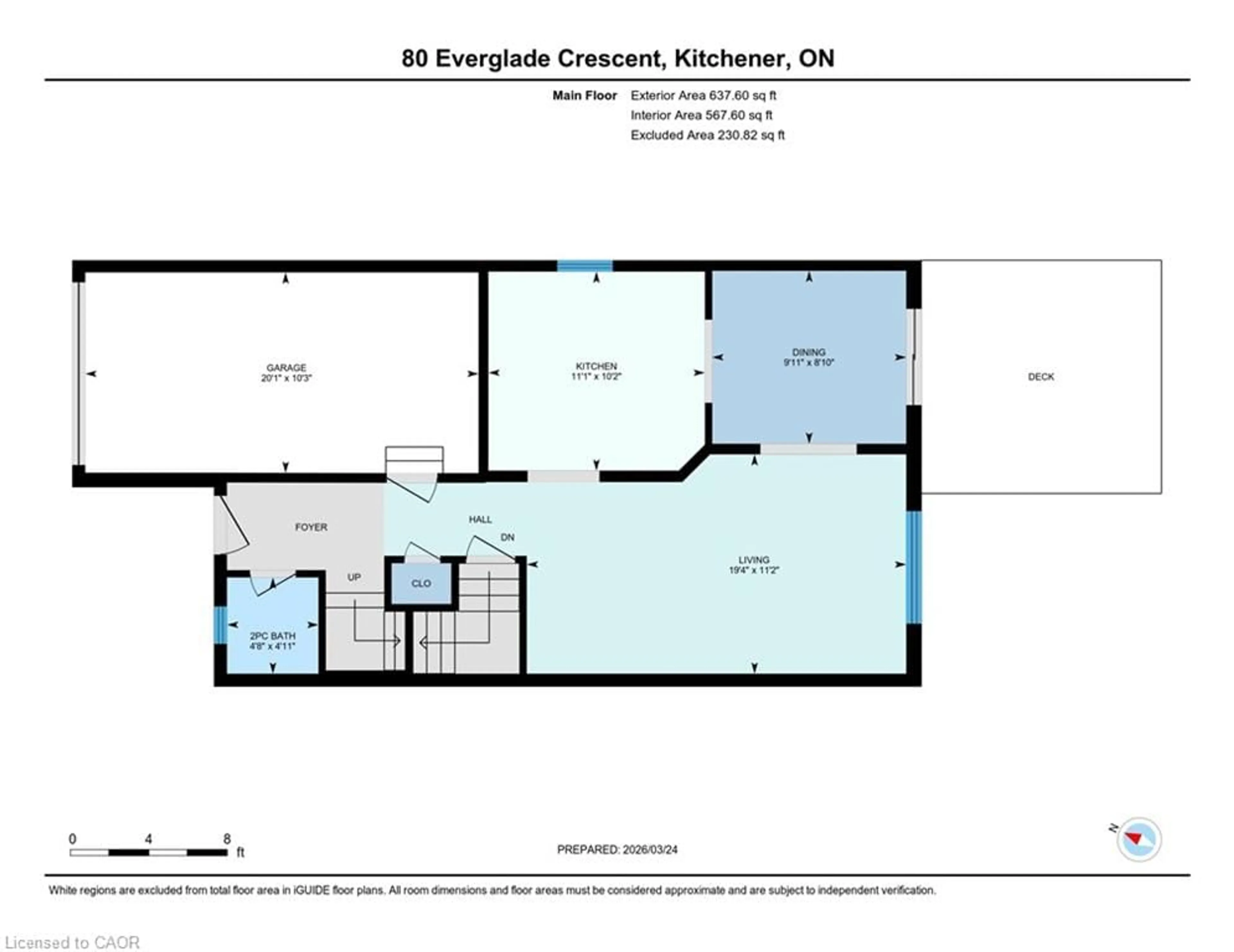 Floor plan for 80 Everglade Cres, Kitchener Ontario N2E 3Y5