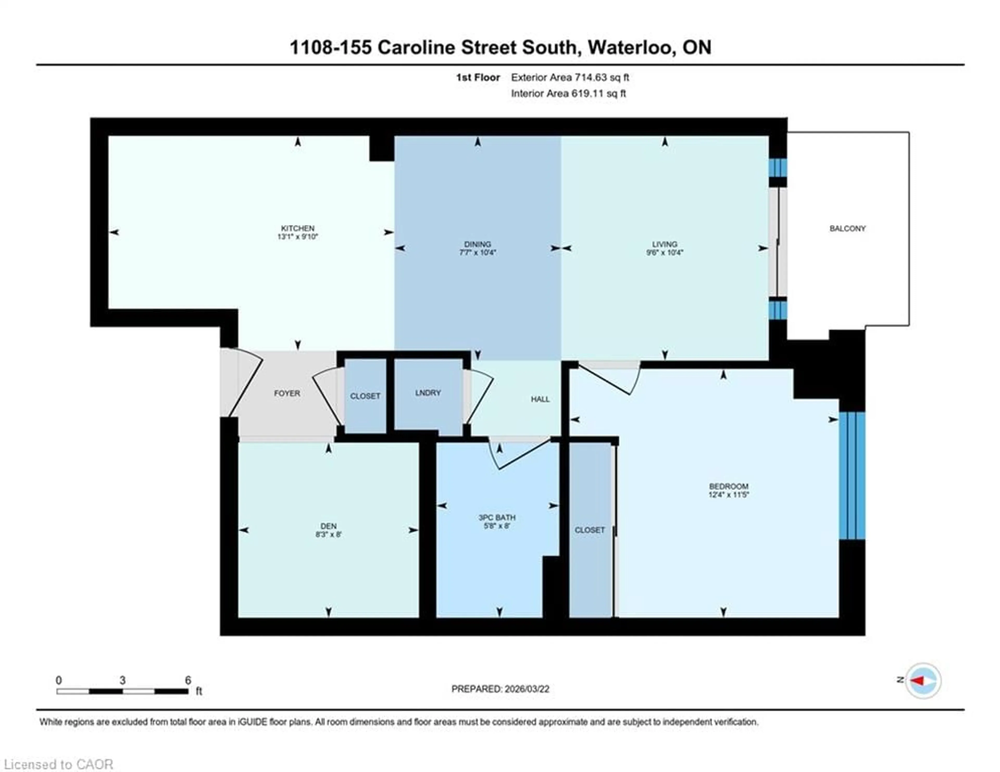 Floor plan for 155 Caroline St #1108, Waterloo Ontario N2L 0J8
