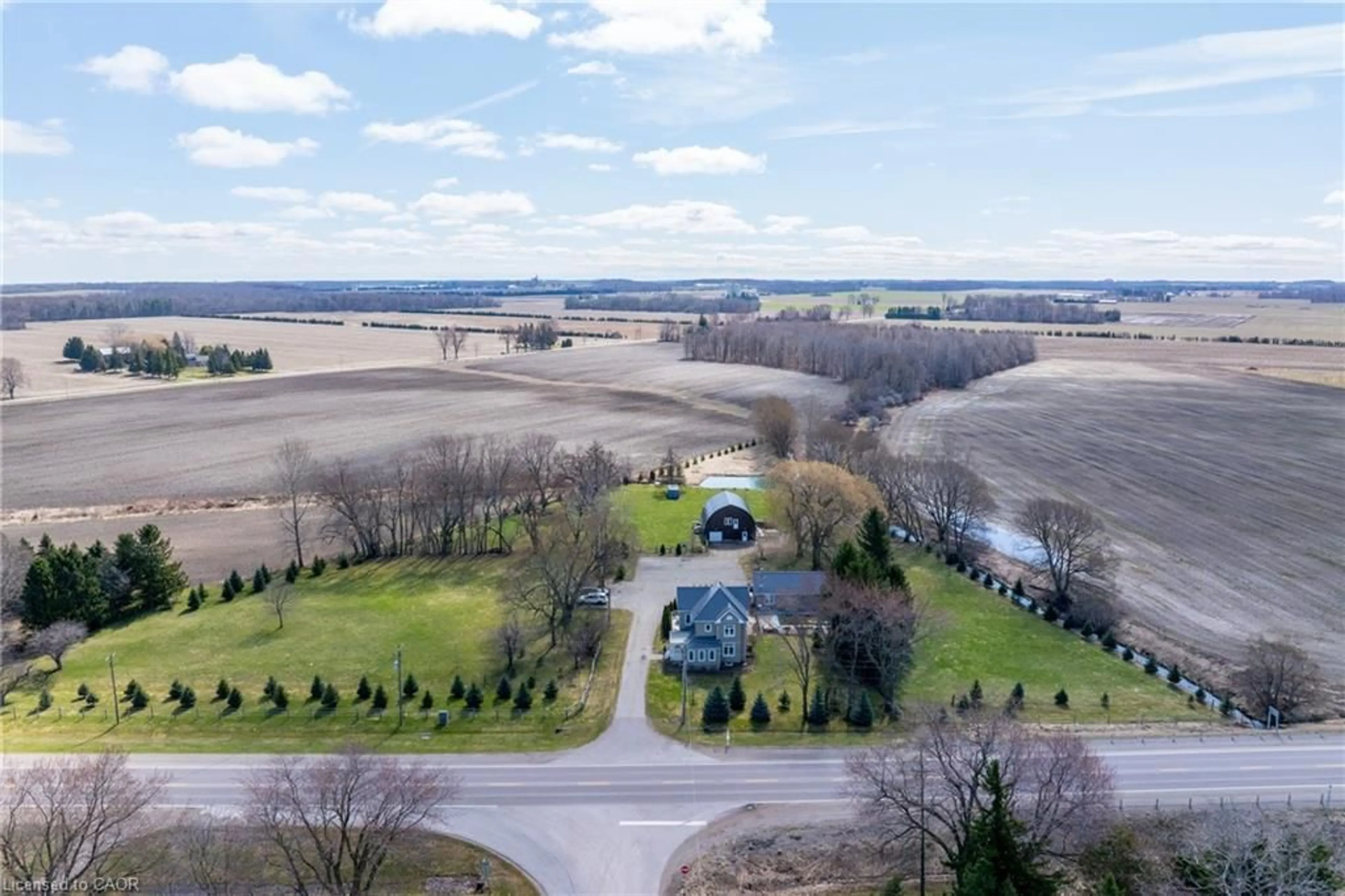 A pic from outside/outdoor area/front of a property/back of a property/a pic from drone, water/lake/river/ocean view for 2999 Road 119, St. Marys Ontario N4X 1C9