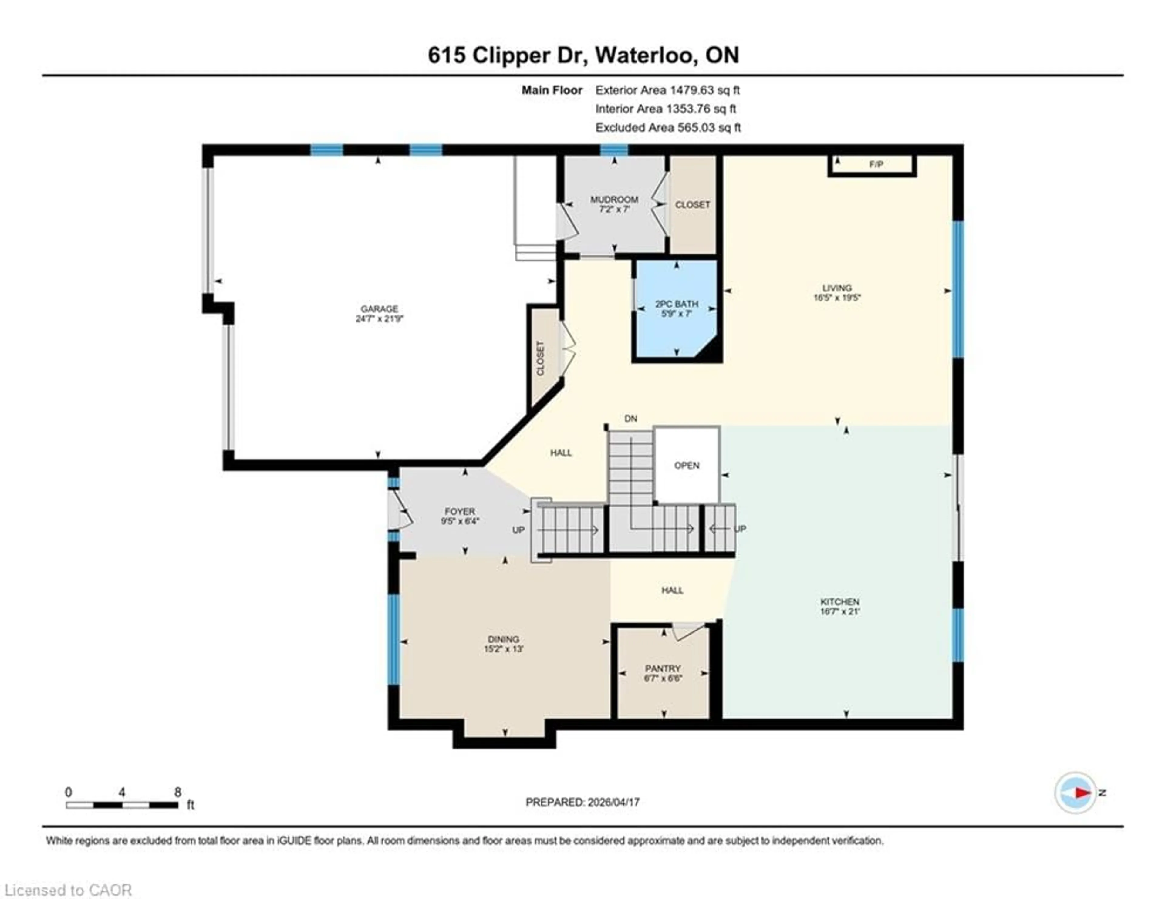 Floor plan for 615 Clipper Dr, Waterloo Ontario N2K 4B4