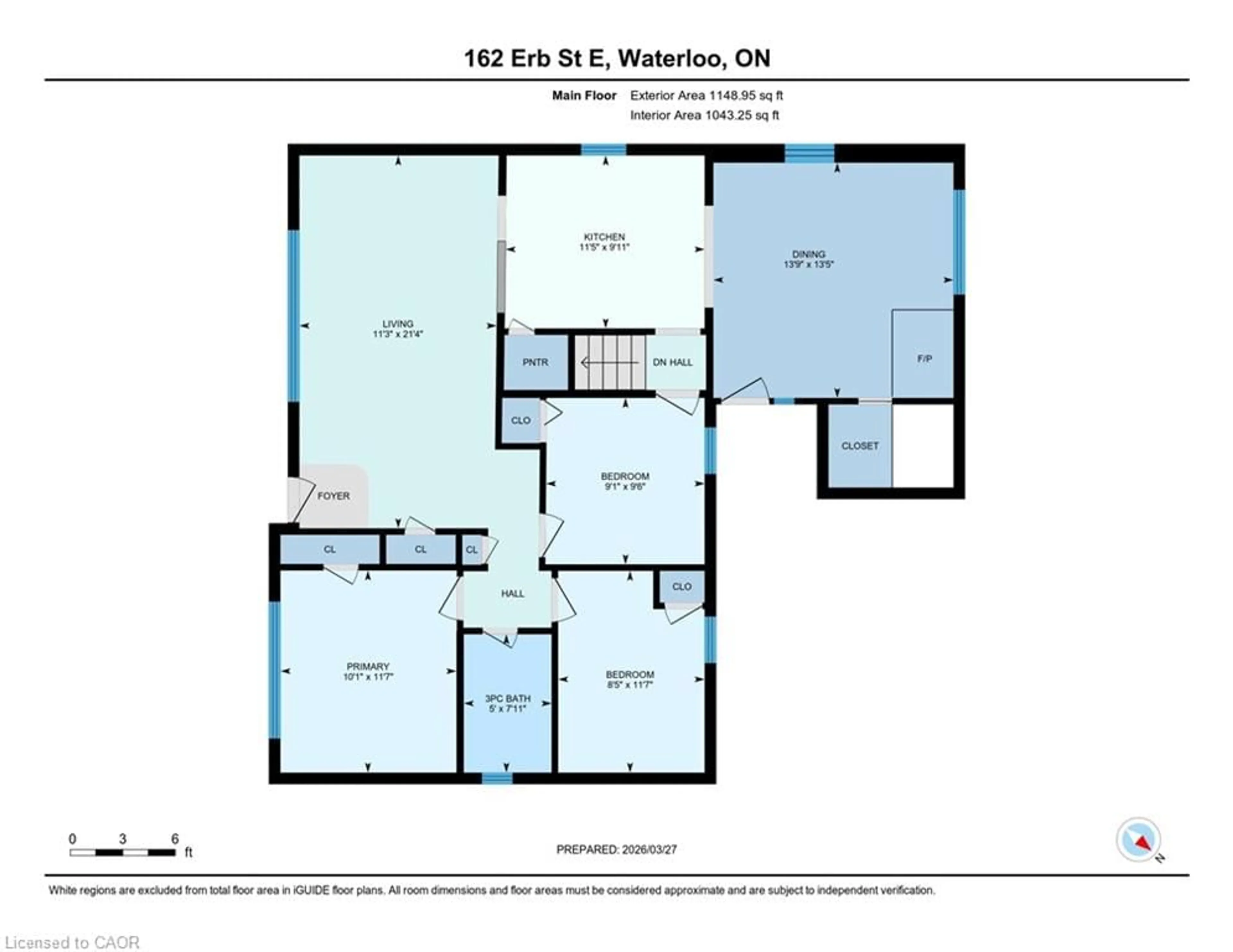 Floor plan for 162 Erb St, Waterloo Ontario N2J 1M4