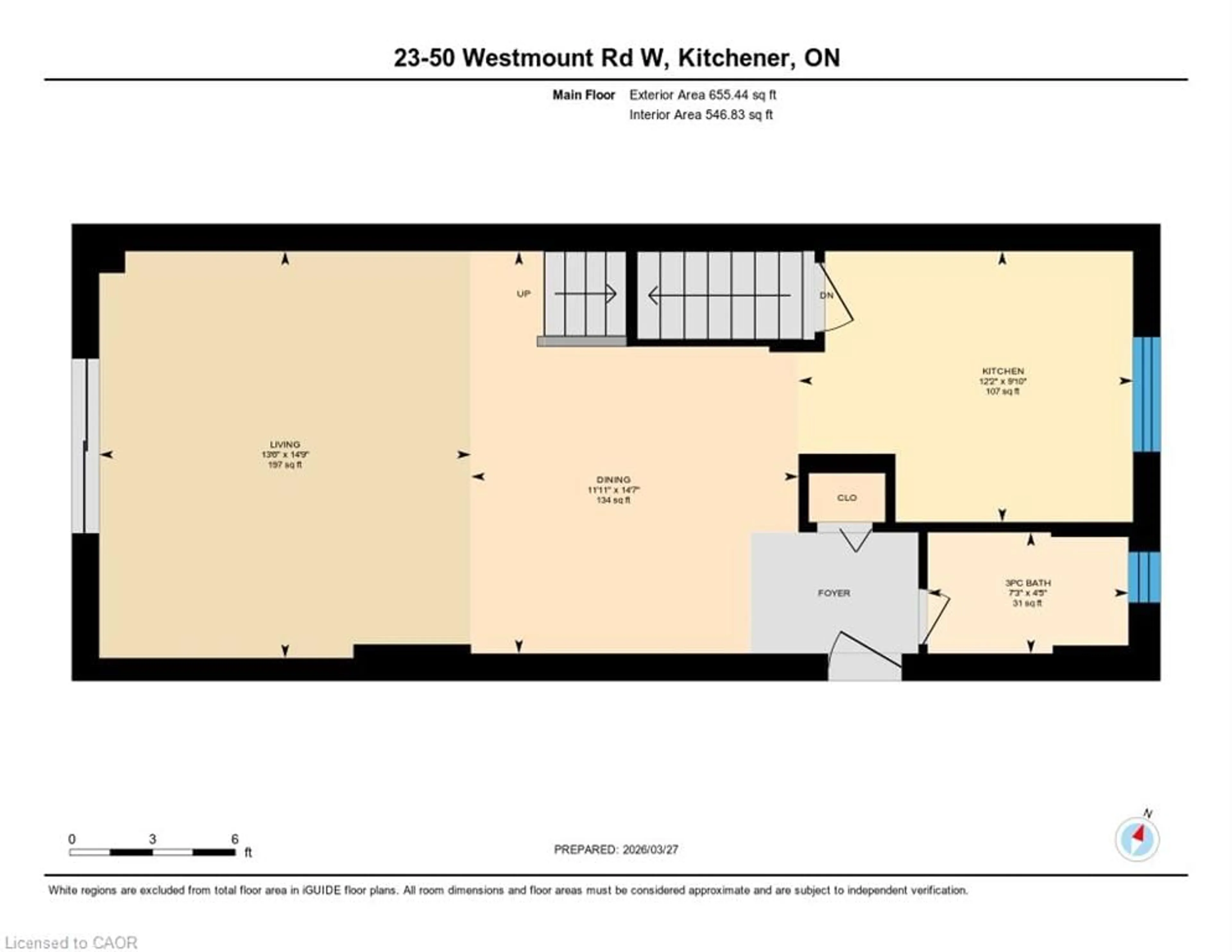 Floor plan for 50 Westmount Rd #23, Kitchener Ontario N2M 1R5