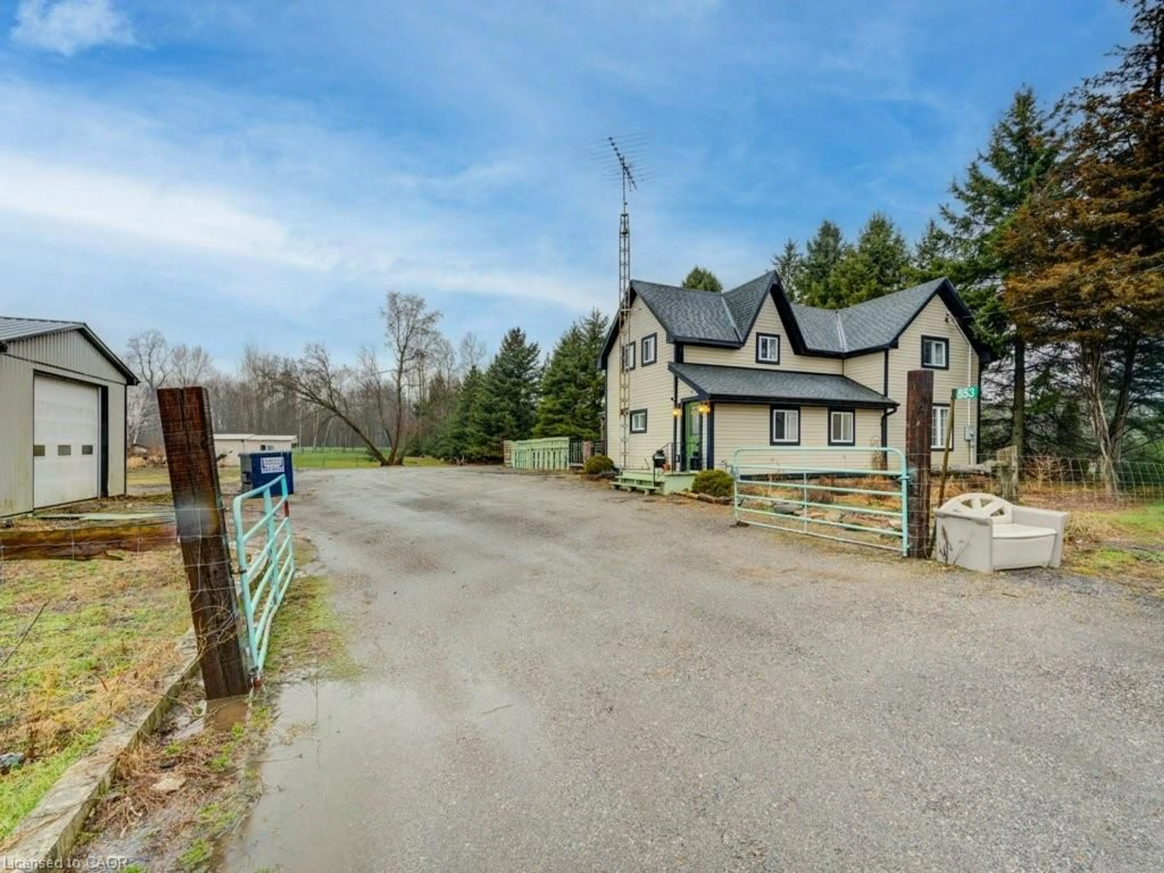 A pic from outside/outdoor area/front of a property/back of a property/a pic from drone, street for 853 Norfolk County 28 Rd, Fairground Ontario N0E 1G0