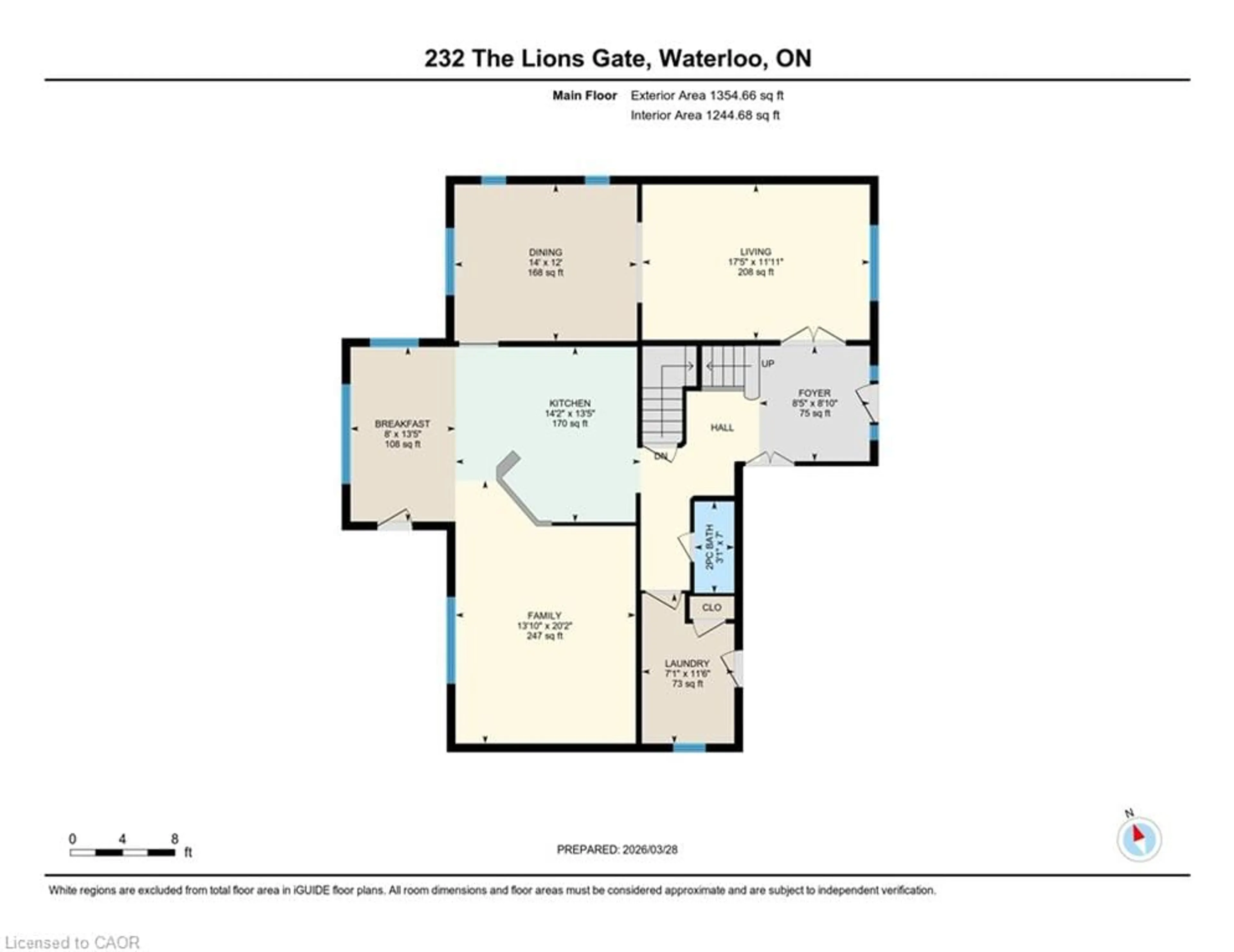 Floor plan for 232 The Lions Gate, Waterloo Ontario N2L 6M5