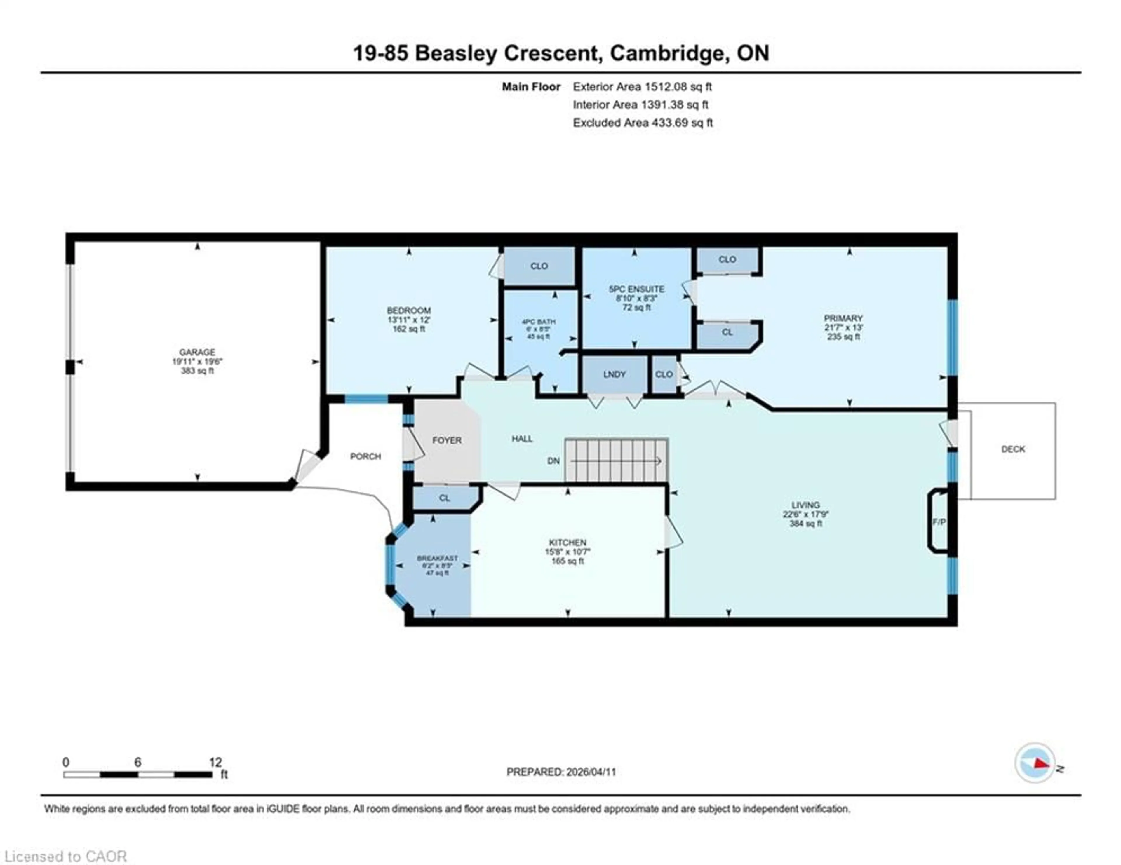 Floor plan for 85 Beasley Cres #19, Cambridge Ontario N1T 1P5