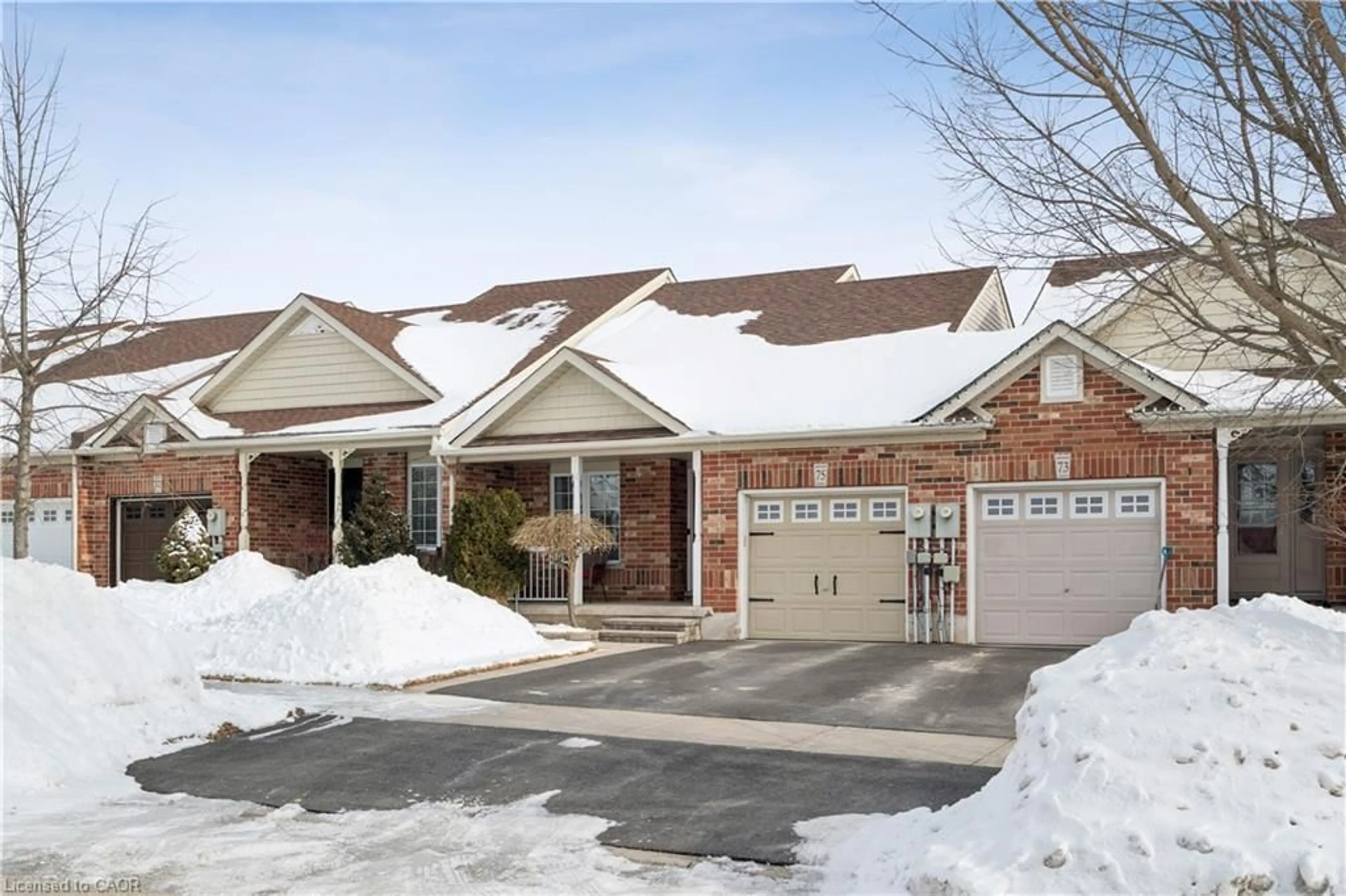 Home with brick exterior material, street for 75 Doctor Moore Crt, Acton Ontario L7J 3A6