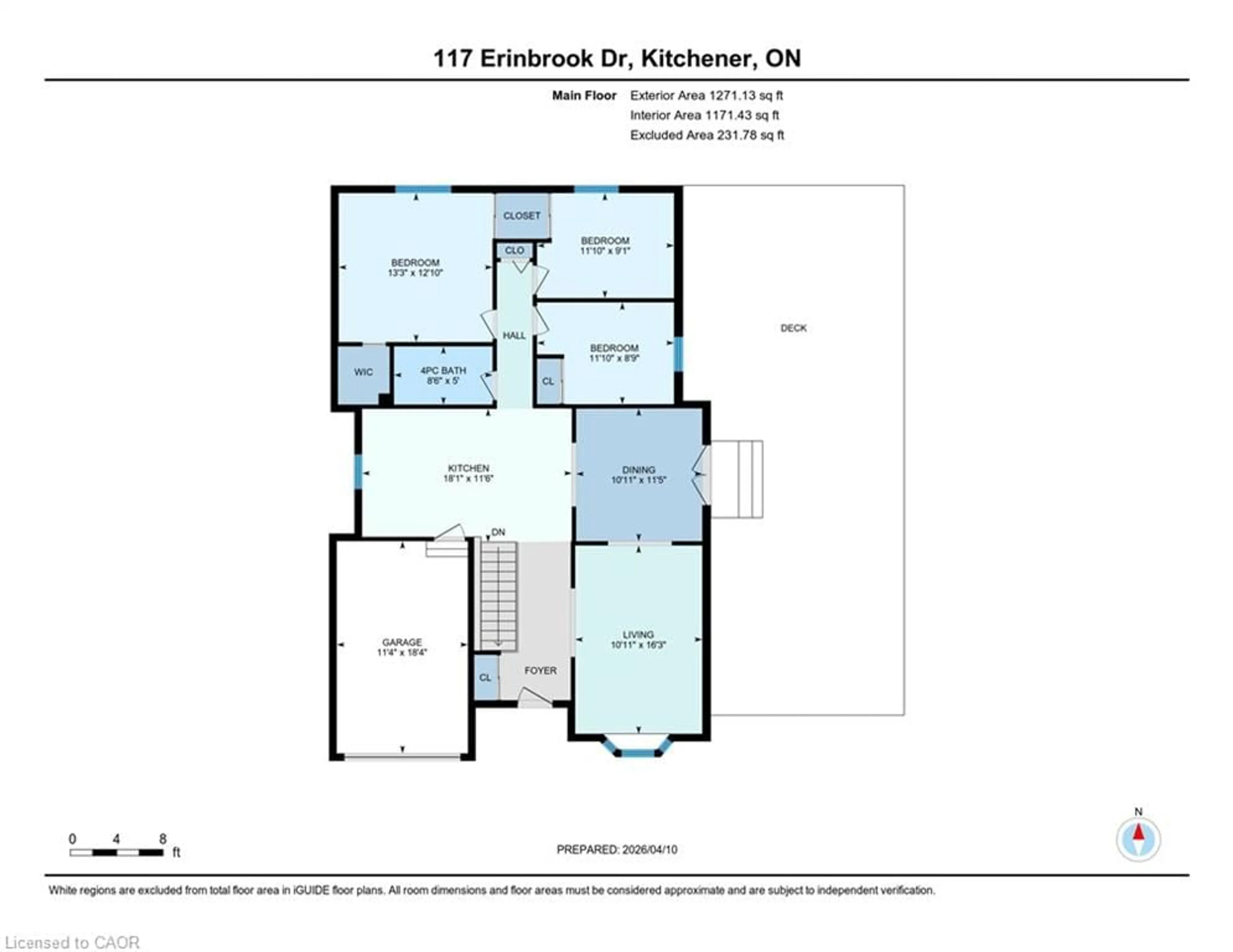 Floor plan for 117 Erinbrook Dr, Kitchener Ontario N2E 3C4