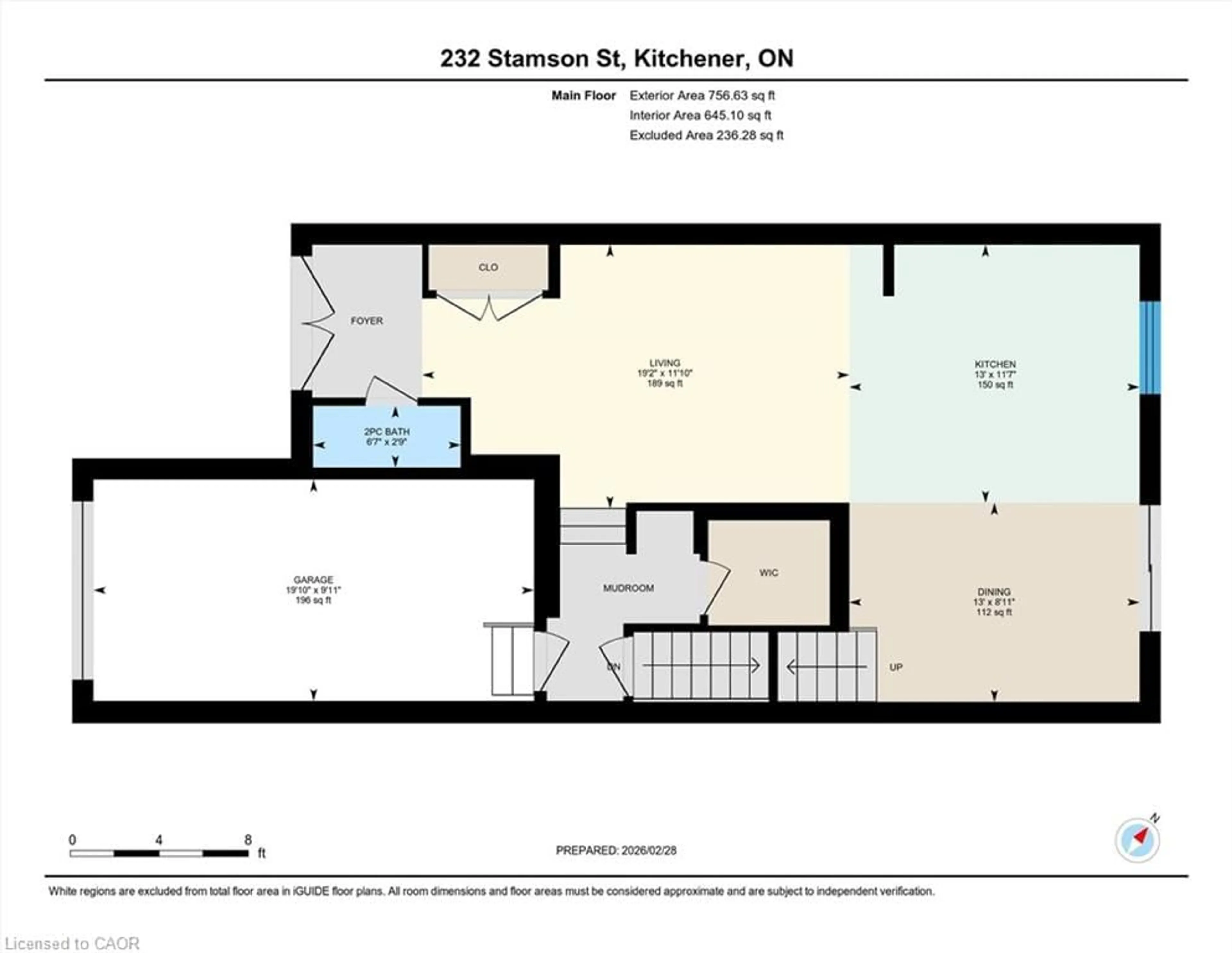 Floor plan for 232 Stamson St, Kitchener Ontario N2E 4C7
