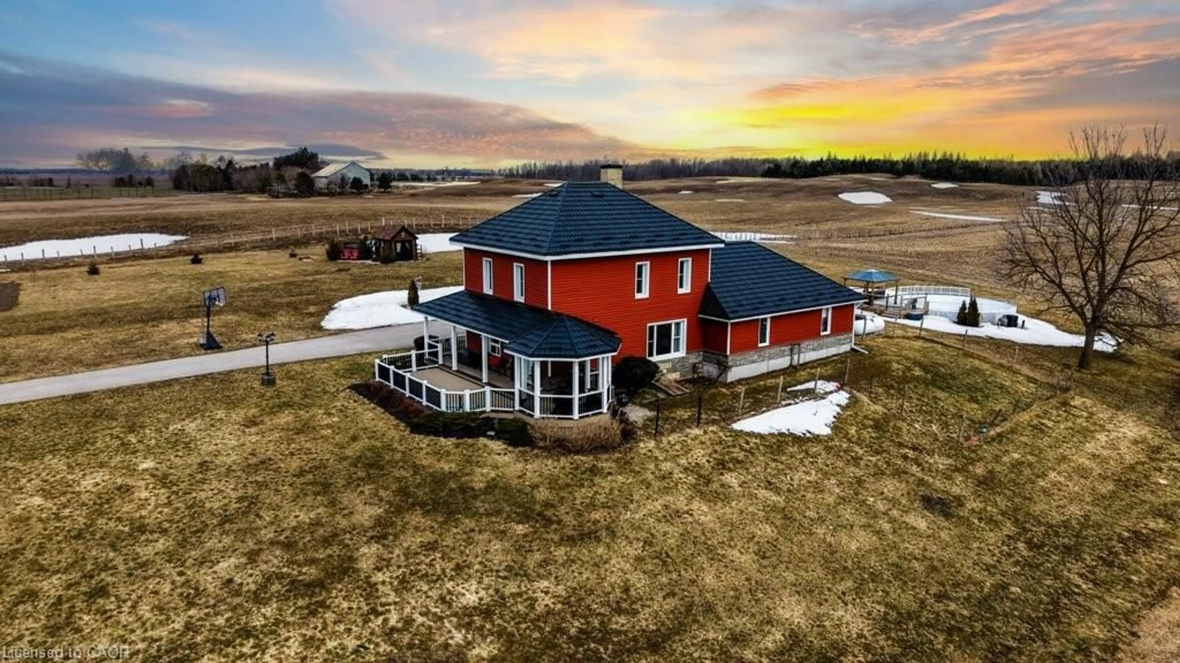 A pic from outside/outdoor area/front of a property/back of a property/a pic from drone, building for 43342 Amberley Rd, Wroxeter Ontario N0G 2X0