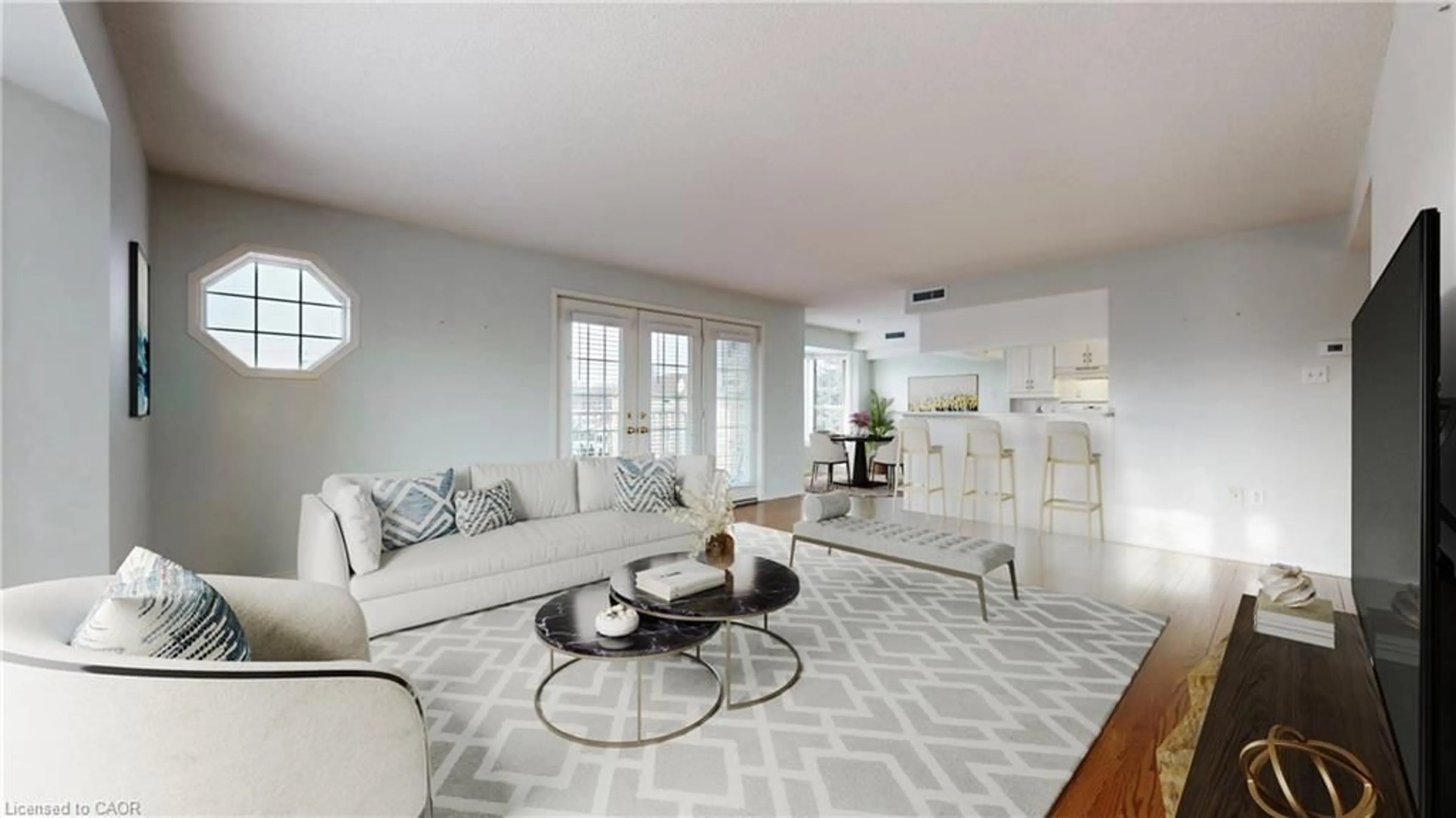 Living room with furniture, unknown for 216 Plains Rd #D408, Burlington Ontario L7T 4M1