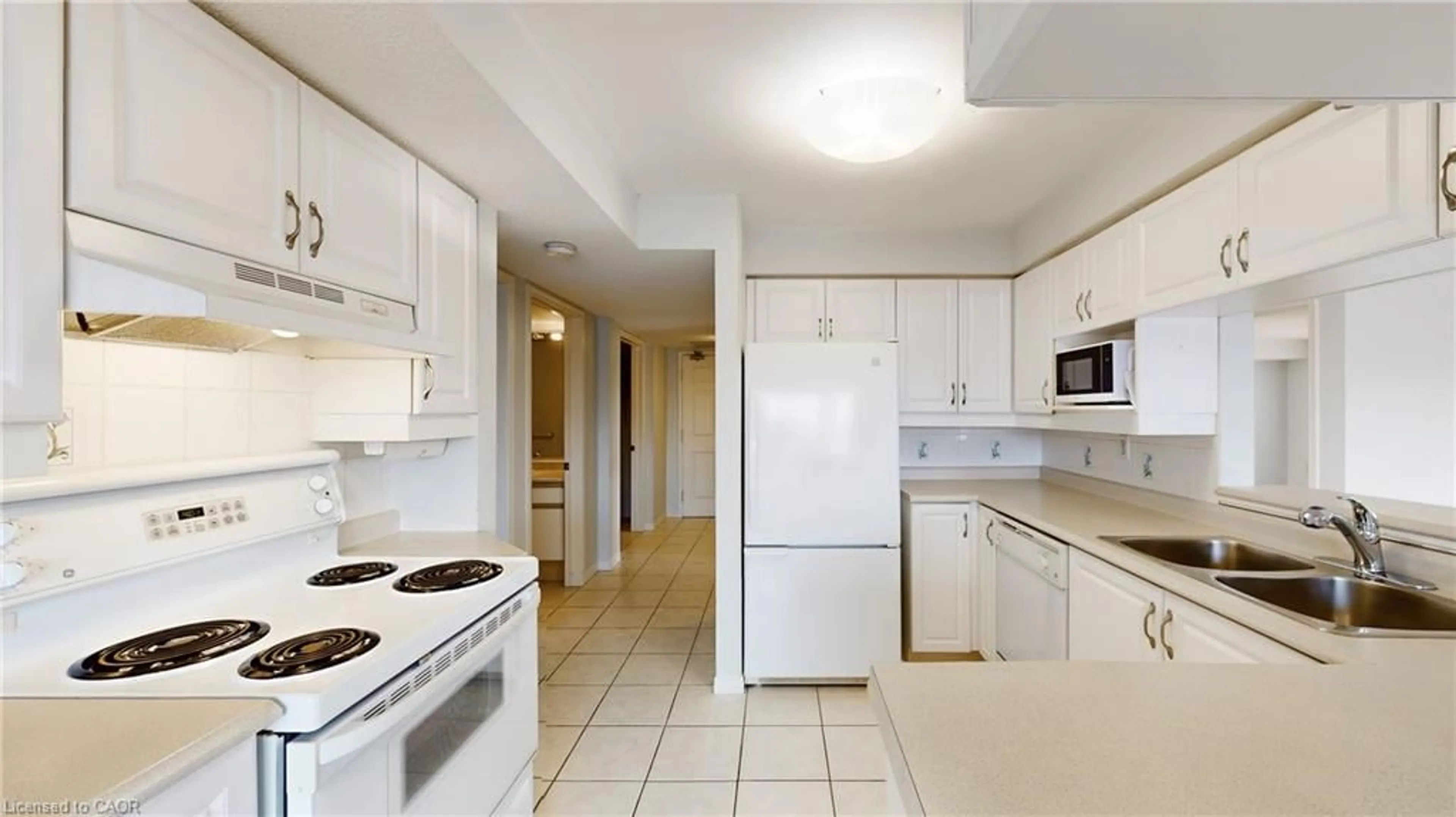 Standard kitchen, ceramic/tile floor for 216 Plains Rd #D408, Burlington Ontario L7T 4M1