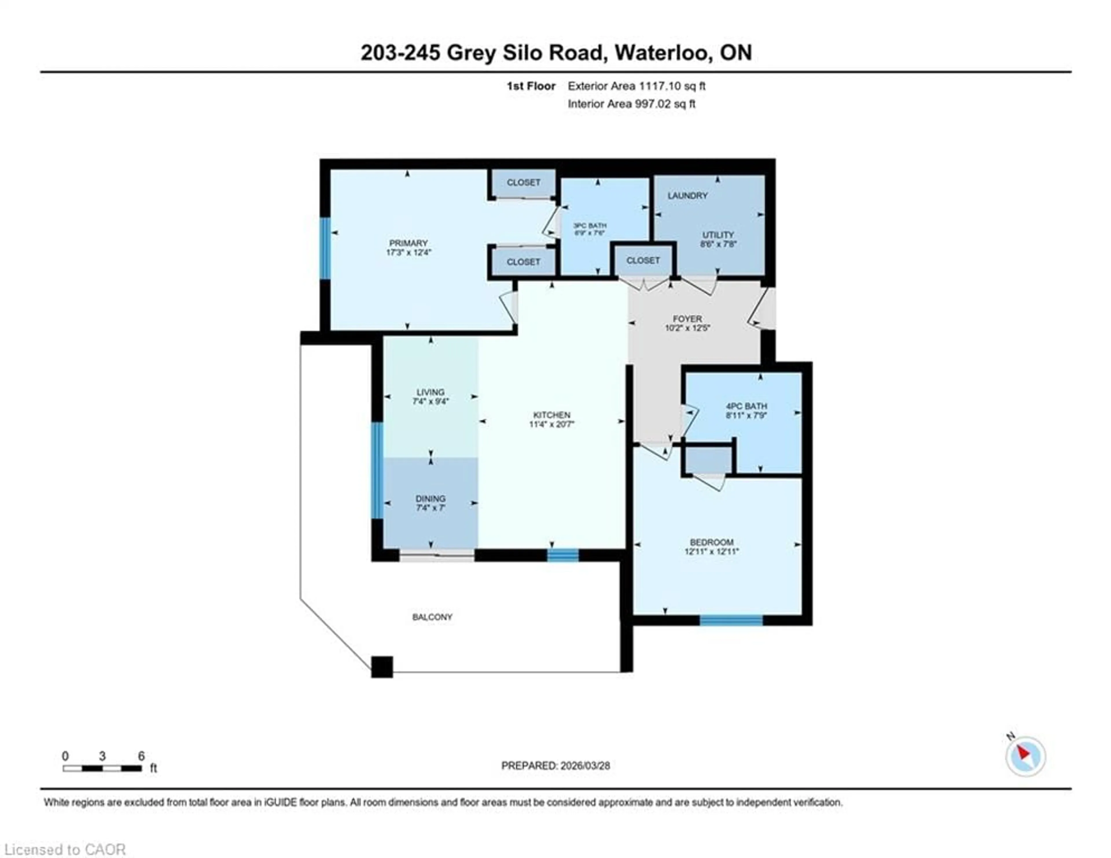 Floor plan for 245 Grey Silo Rd #203, Waterloo Ontario N2K 0G6