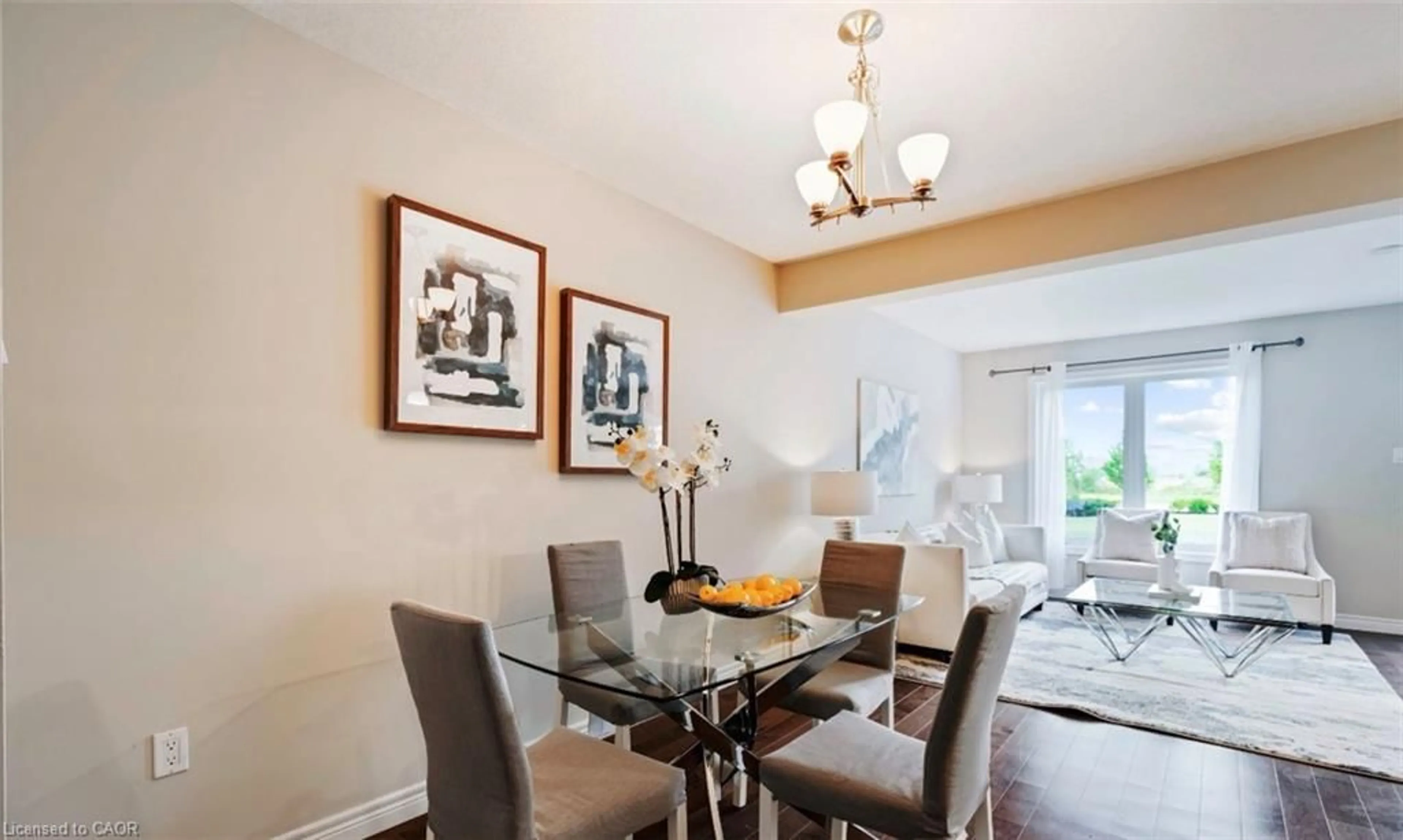 Dining room, wood/laminate floor for 24 Lawson St, Dufferin Ontario L9W 5S5