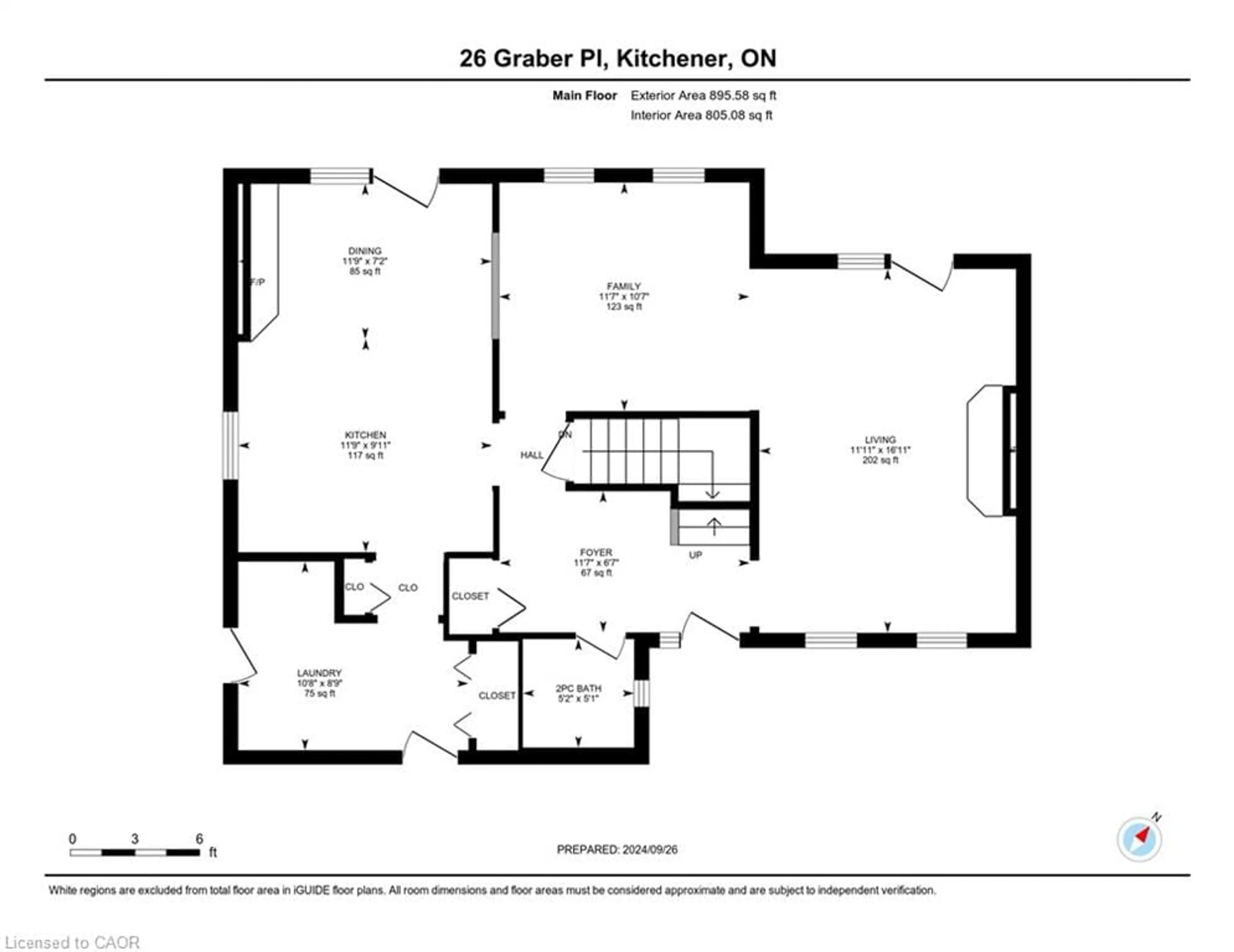 Floor plan for 26 Graber Pl, Kitchener Ontario N2A 1G8