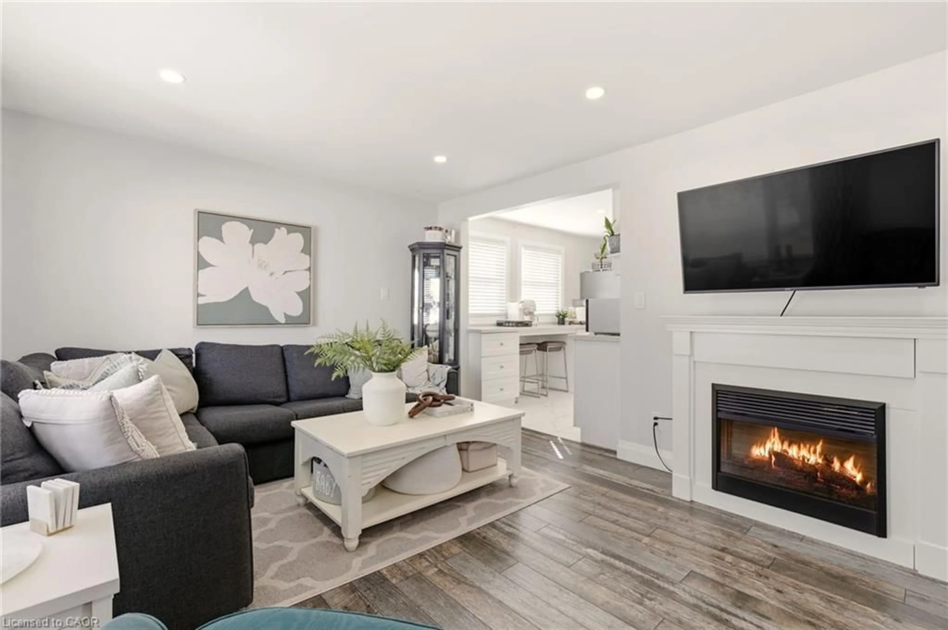 Living room with furniture, wood/laminate floor for 16 Munn St, Hamilton Ontario L8V 1J6