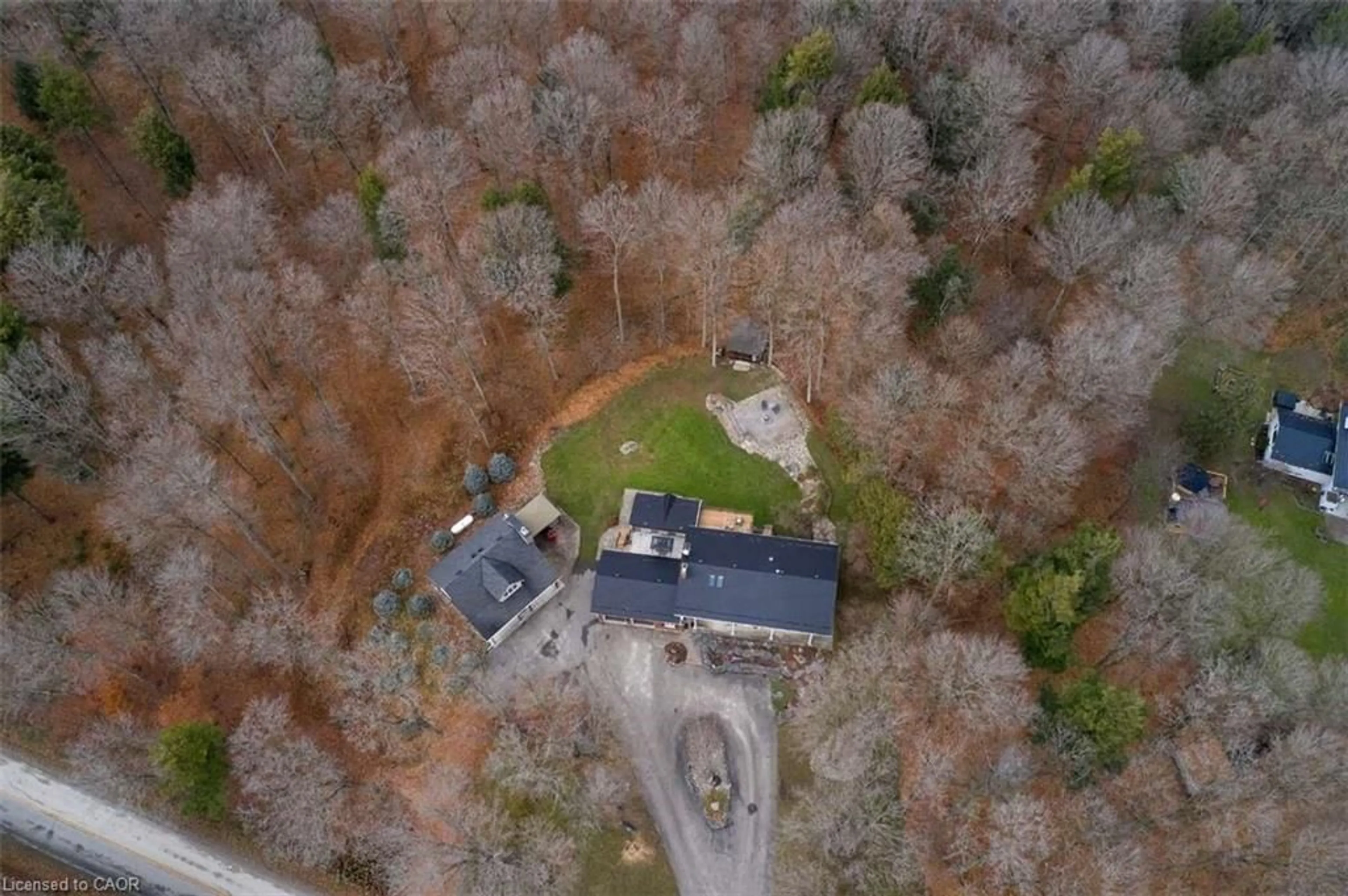 A pic from outside/outdoor area/front of a property/back of a property/a pic from drone, forest/trees view for 1078 Berlett's Rd, St. Agatha Ontario N0B 2L0