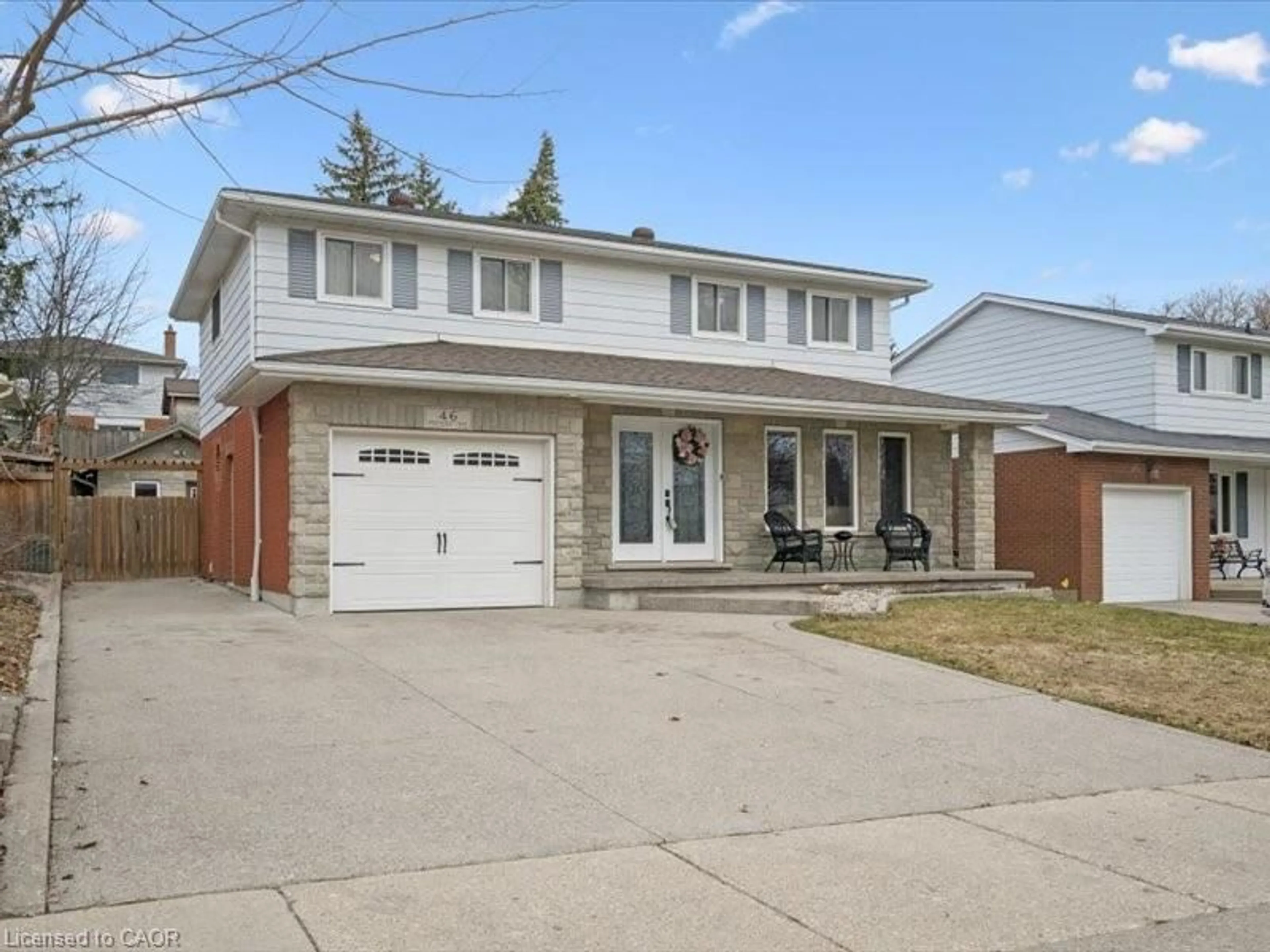 Home with brick exterior material, street for 46 Pinehurst Cres, Kitchener Ontario N2N 1E4