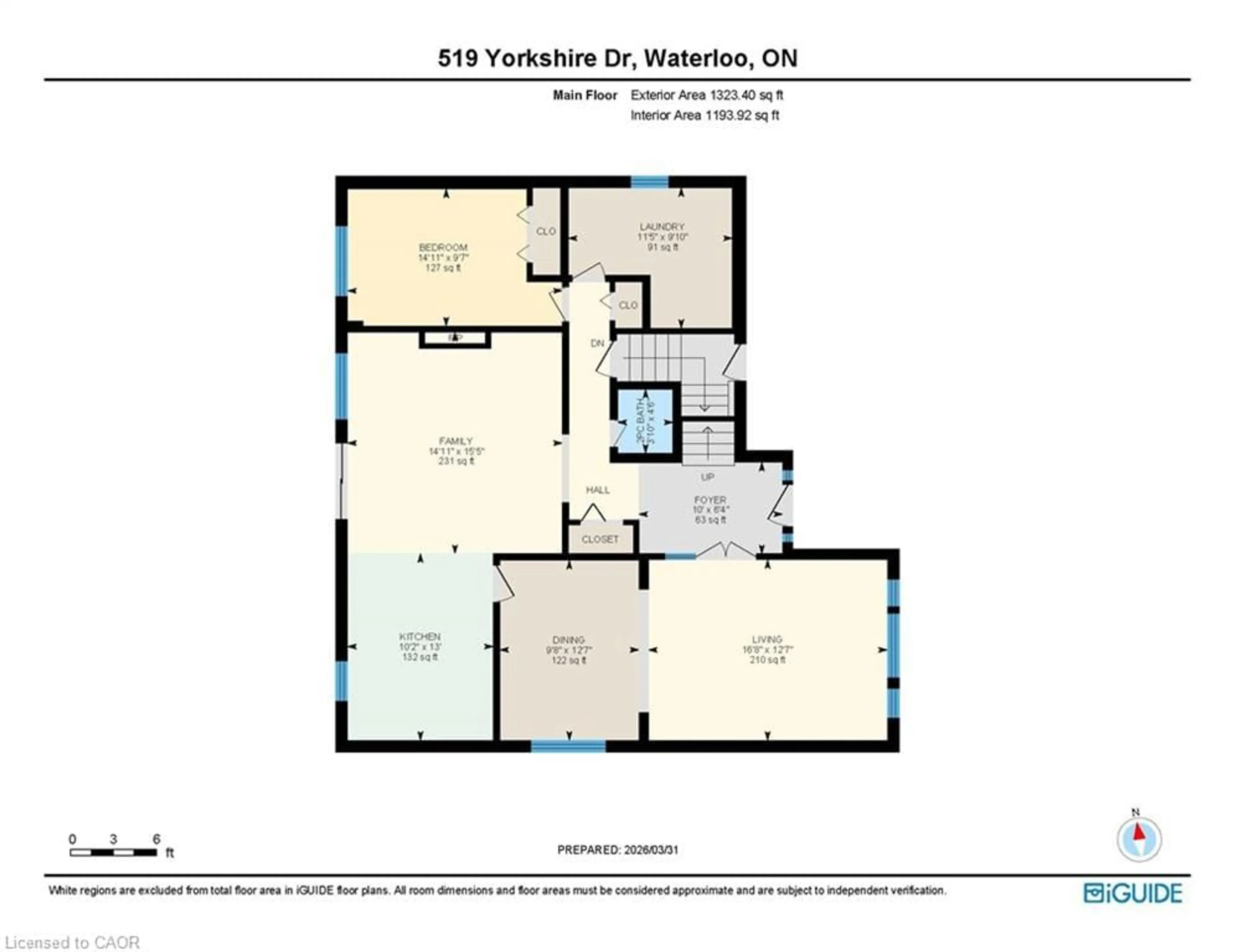 Floor plan for 519 Yorkshire Dr, Waterloo Ontario N2T 2V1